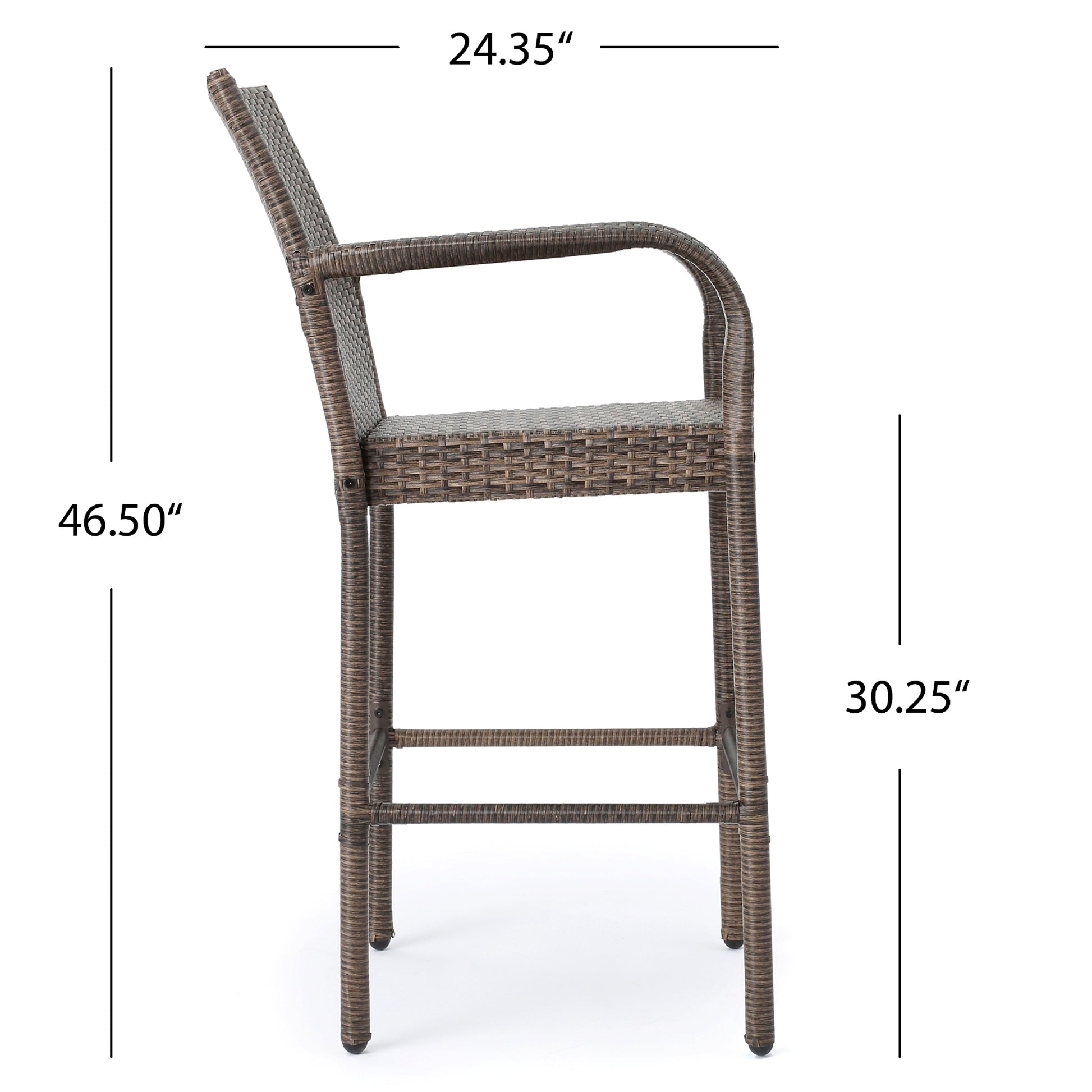 LuneluX_Home – Modern Outdoor Rattan Bar Stool (Brown) - enhanced image 9