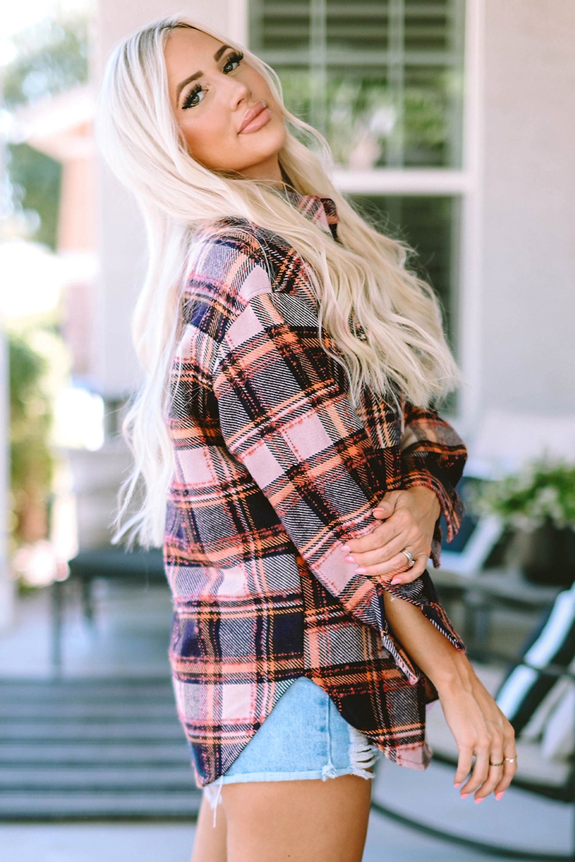 Loose Plaid Coat Women's Fashionable Outerwear Long-sleeved Top jacket - enhanced image 9