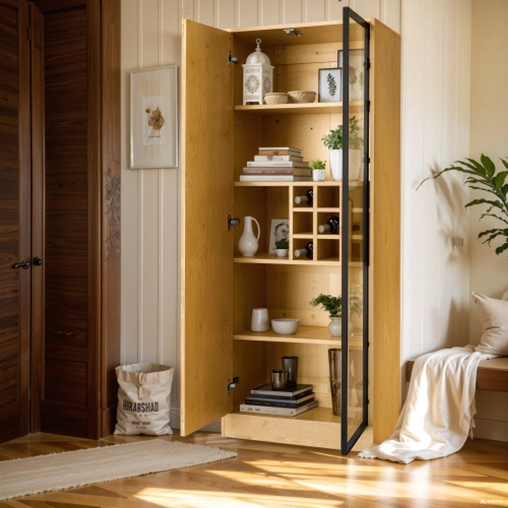 LuneluX_Home – Bathroom Cabinet with Glass Doors, LED Lighting & Wooden Finish (160 cm) - enhanced image 9
