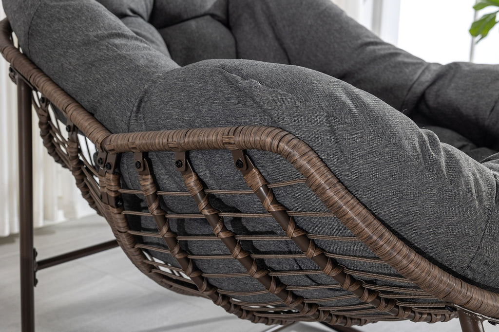 LuneluX_Home – Outdoor Rocking Lounge Chair with Cushion (Grey) - enhanced image 9