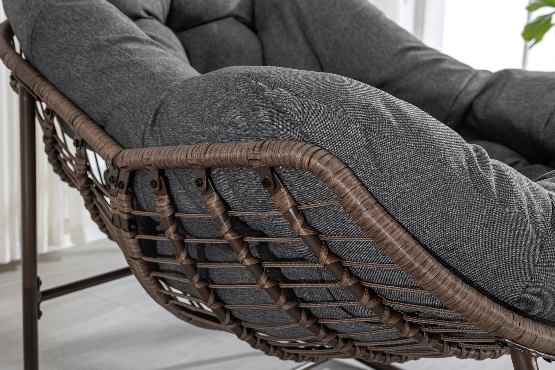 LuneluX_Home – Outdoor Rocking Lounge Chair with Cushion (Grey) - enhanced image 9