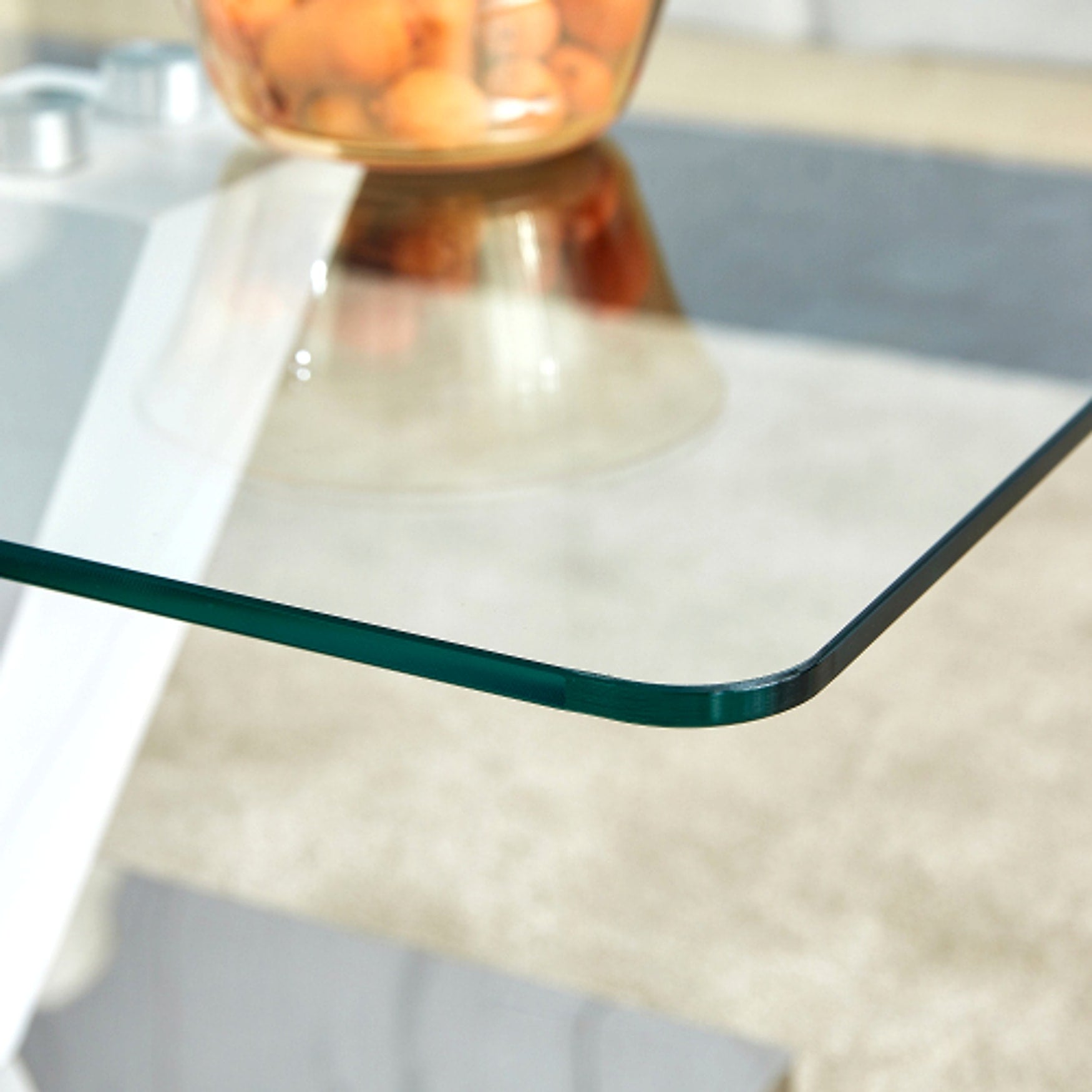 LuxeGlass™ – Modern Minimalist Coffee Table with Tempered Glass Top & Silver Pillars (US Warehouse) - enhanced image 9