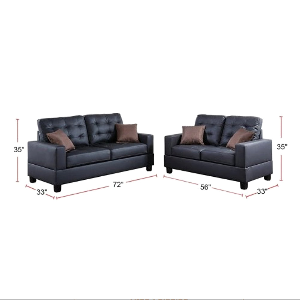 LuxeLiving™ – 2‑Piece Faux Leather Sofa Set with Pillows (US Warehouse) - enhanced image 9