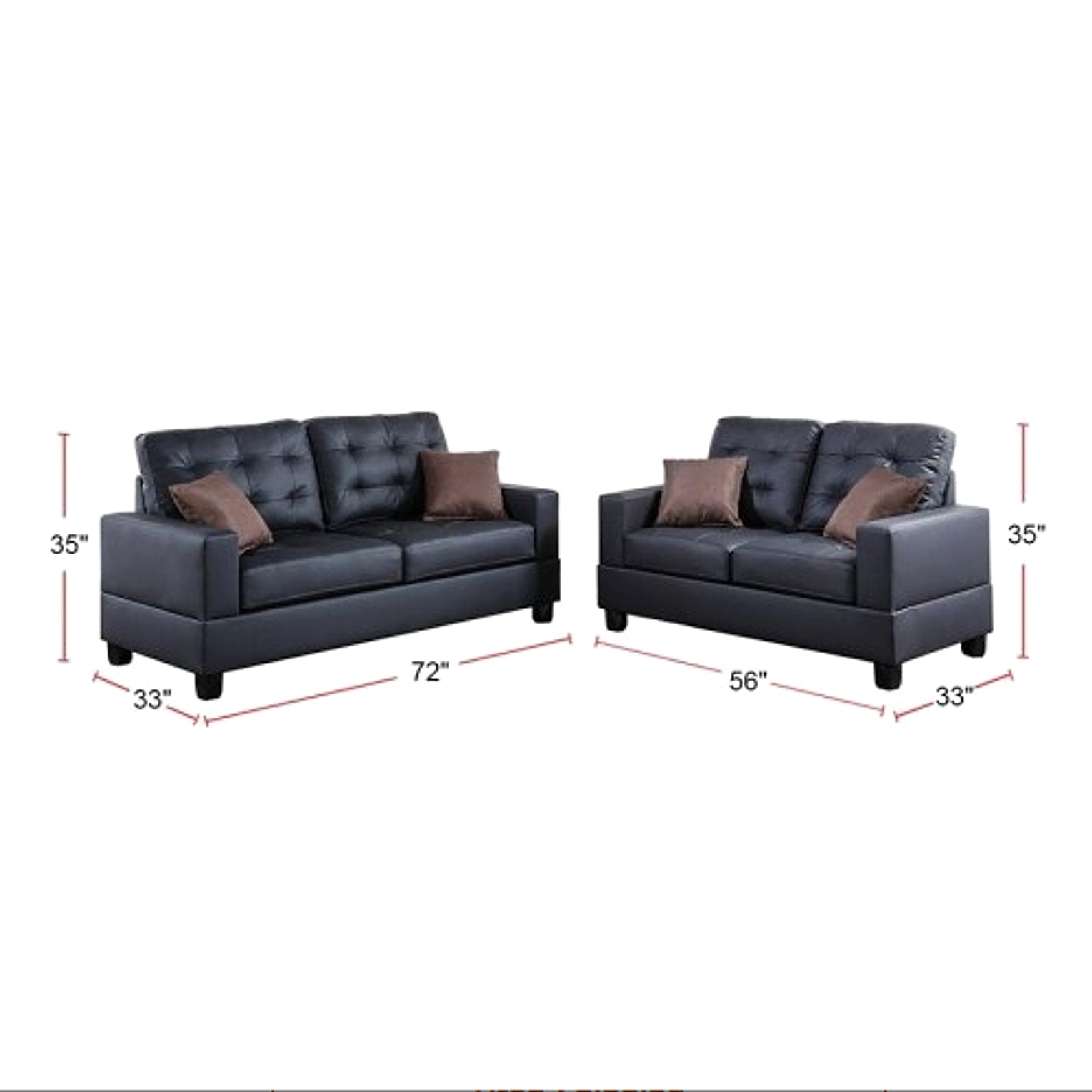 LuxeLiving™ – 2‑Piece Faux Leather Sofa Set with Pillows (US Warehouse) - enhanced image 9