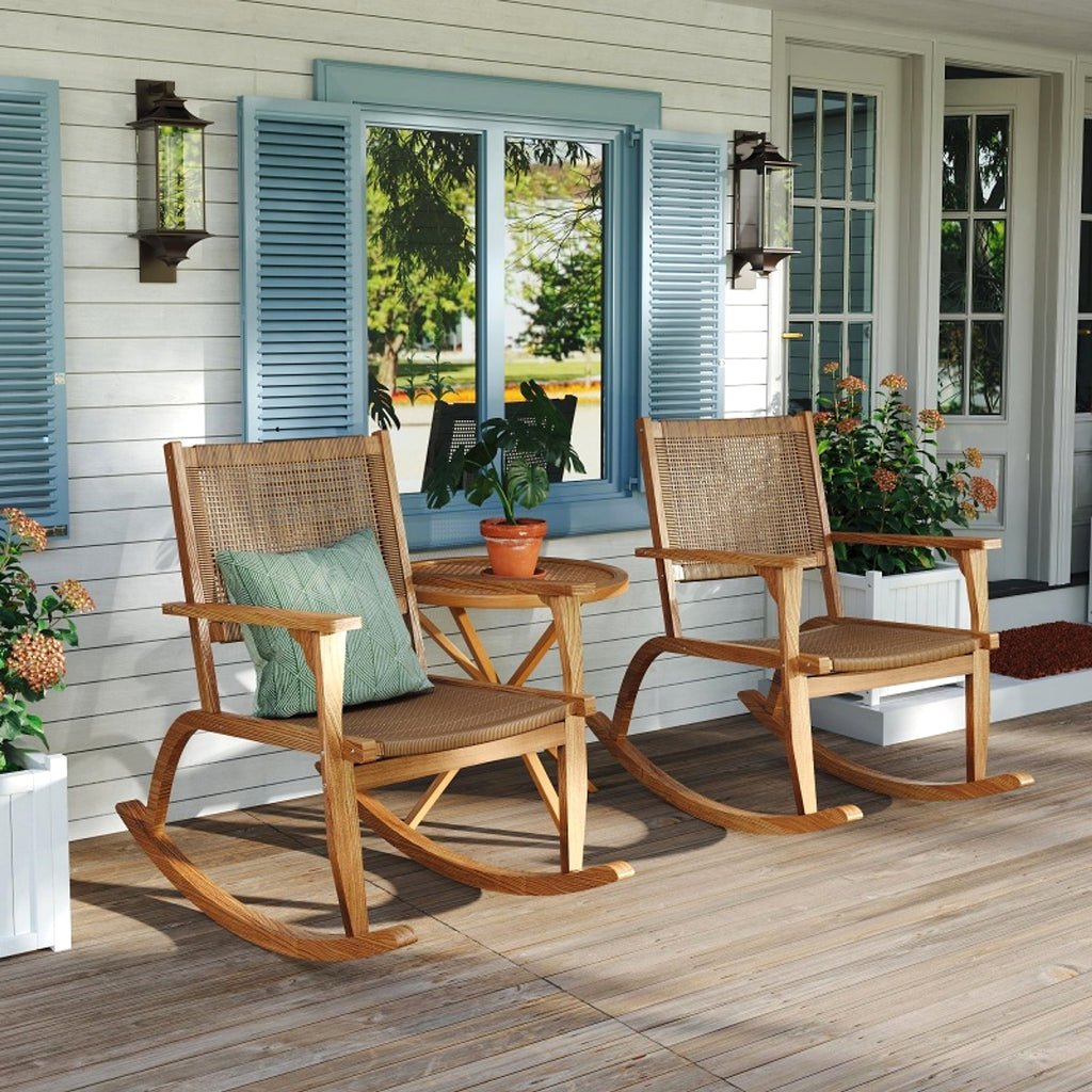 LuxePatio™ – 2‑Piece Acacia Rocking Chair Set for Outdoor & Garden Use (US Warehouse) - enhanced image 9