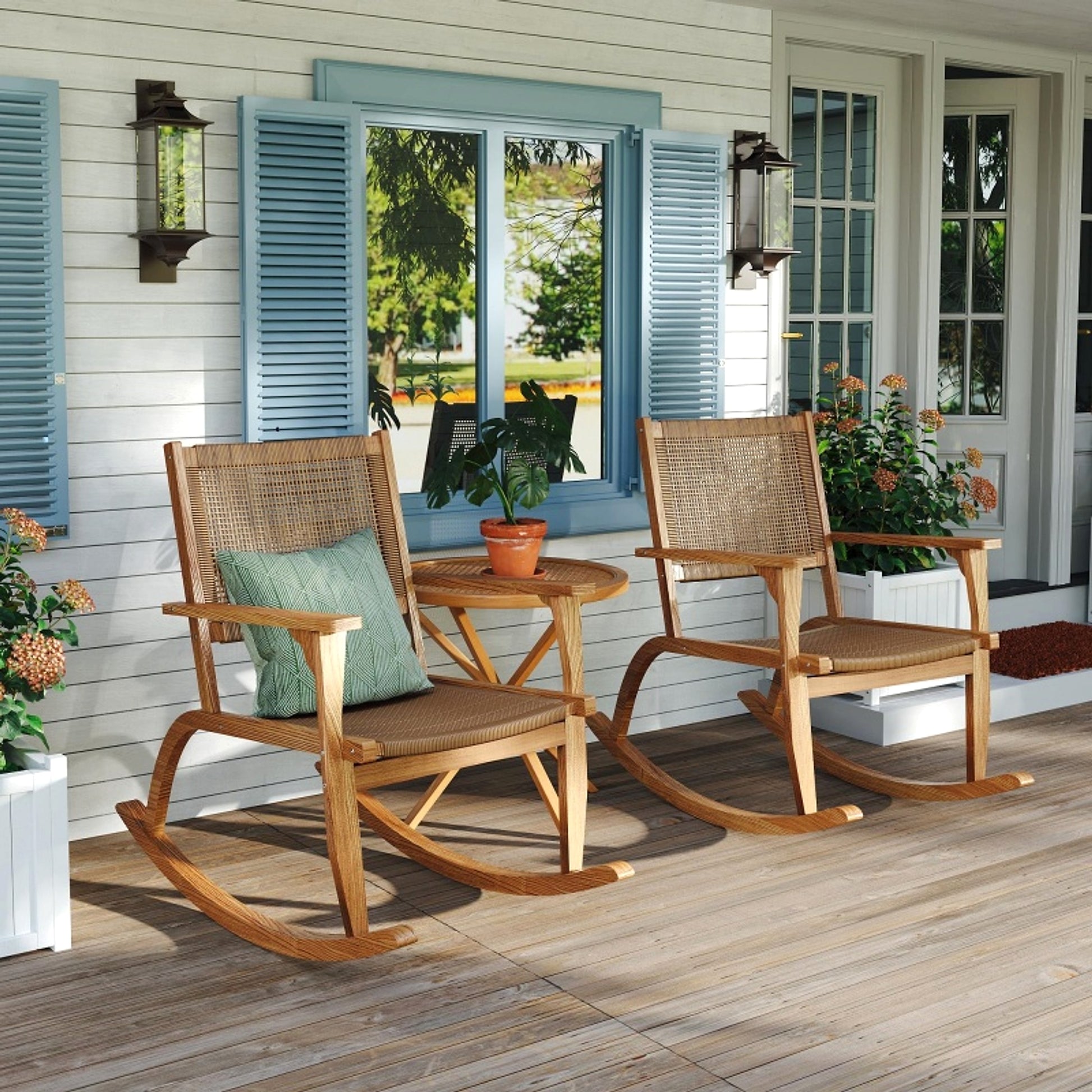 LuxePatio™ – 2‑Piece Acacia Rocking Chair Set for Outdoor & Garden Use (US Warehouse) - enhanced image 9