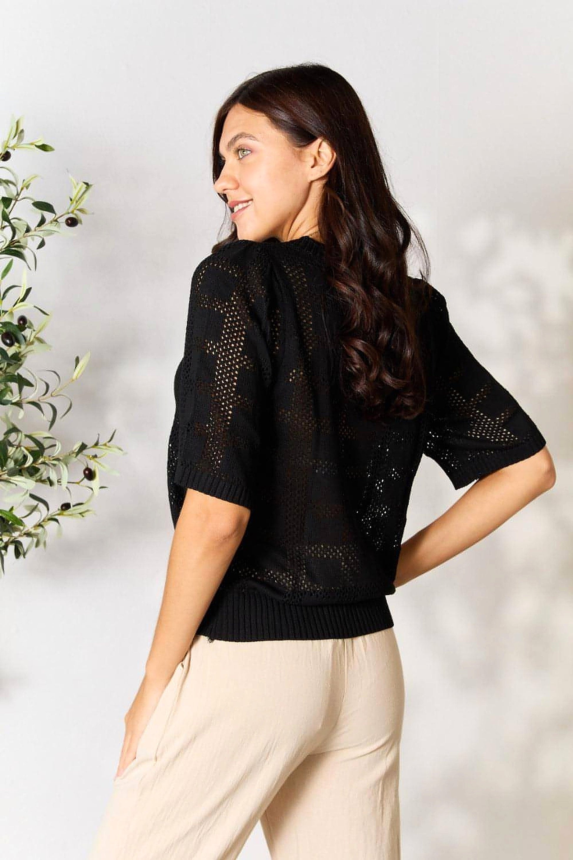 Mandy Ribbed Trim Round Neck Knit Top - enhanced image 9