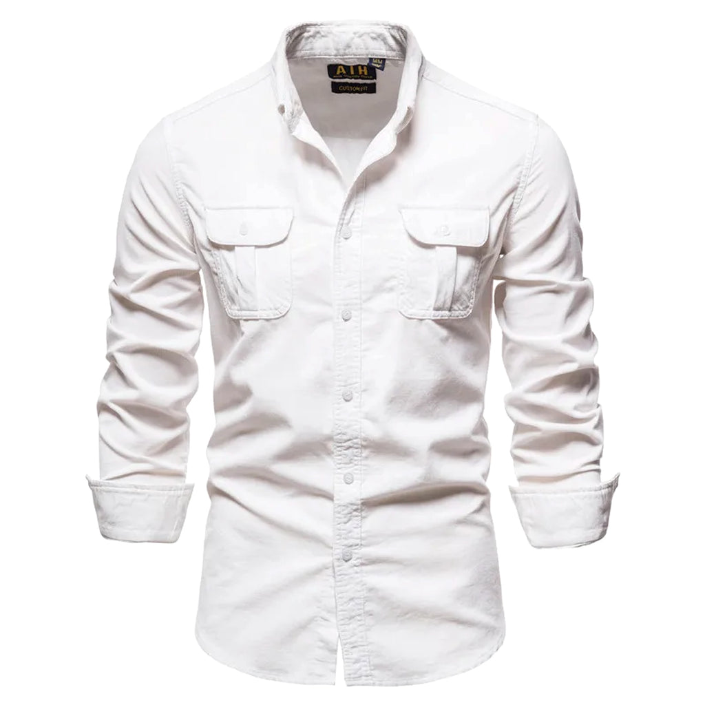 Men DressShirt College Tops Longsleeve Blue - enhanced image 9