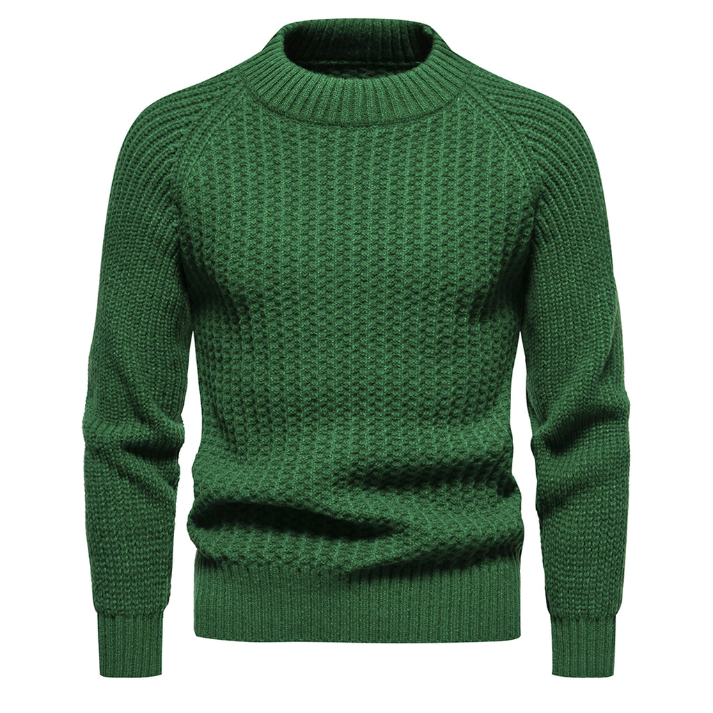 Men's Casual Loose Solid Color Round Neck Sweater - enhanced image 9