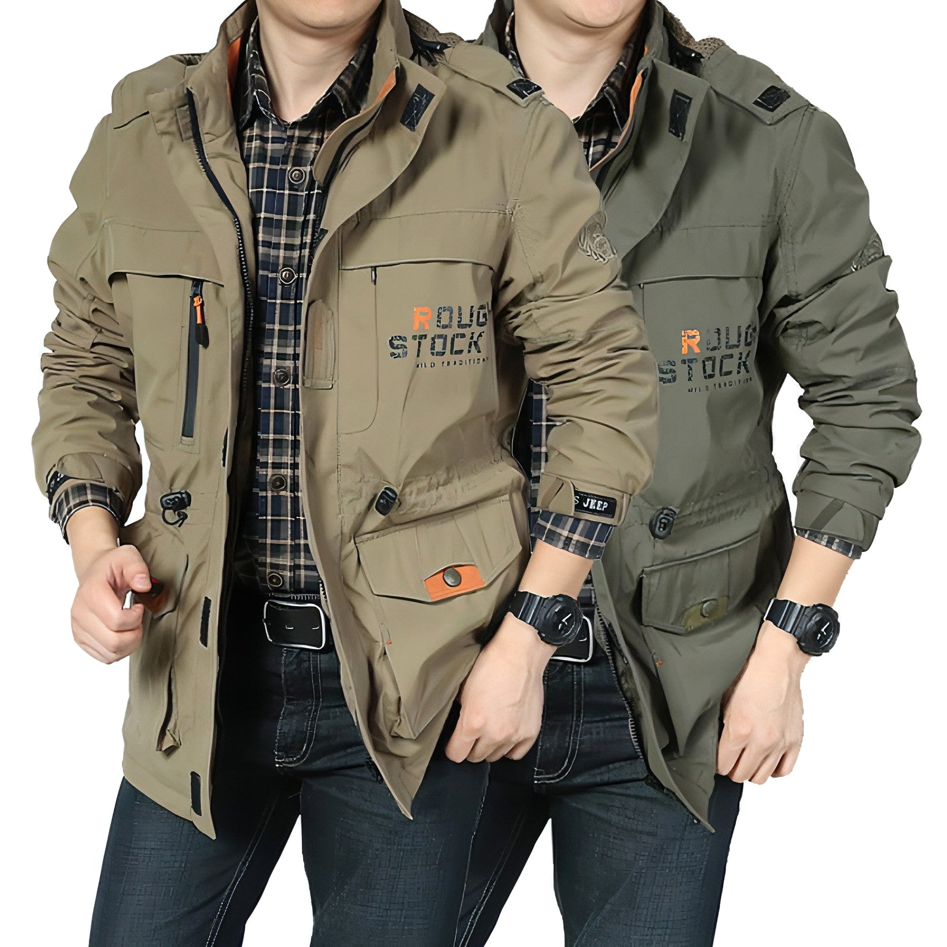 Men's casual outdoor waterproof breathable long hooded stand collar Jacket - enhanced image 9