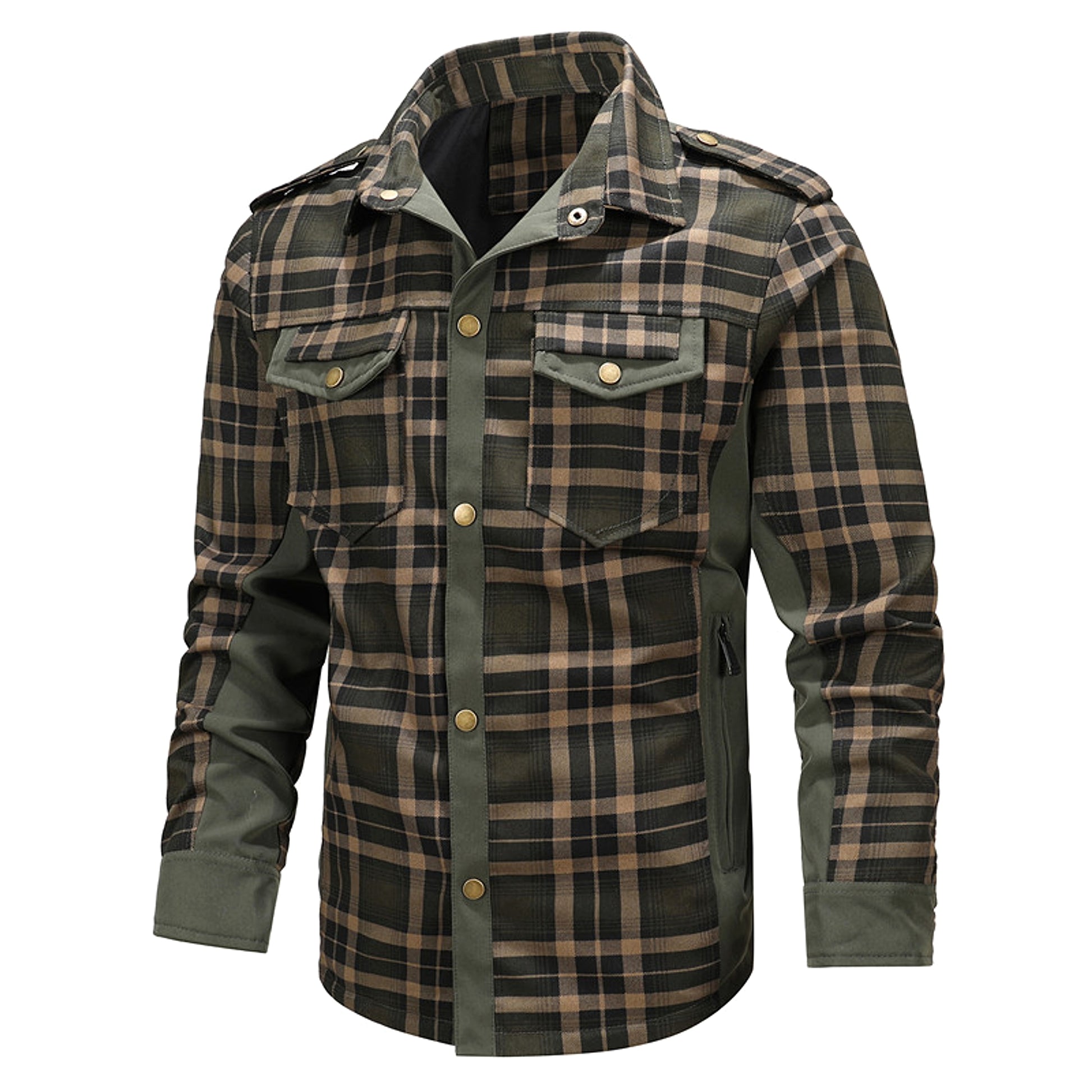 A.1 Men's Fashion Casual Plaid Shirt Jacket - enhanced image 9