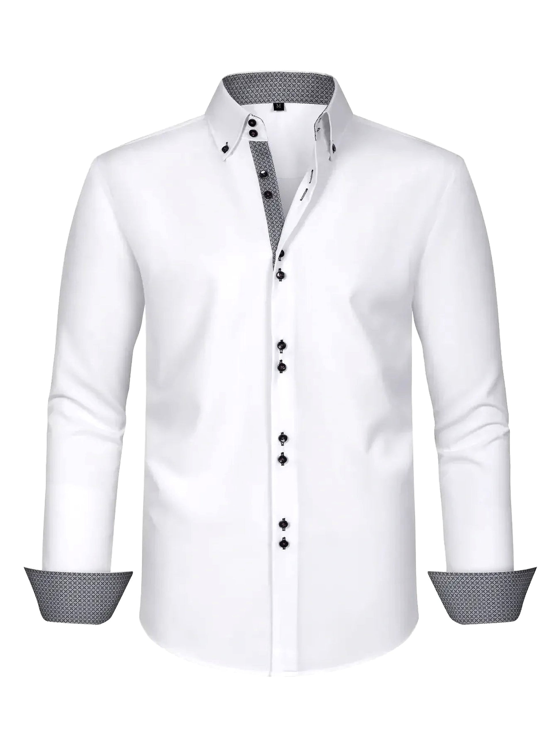 Men's Full Size Button-Down Casual Shirt with Contrast Cuffs Plus Size - enhanced image 9