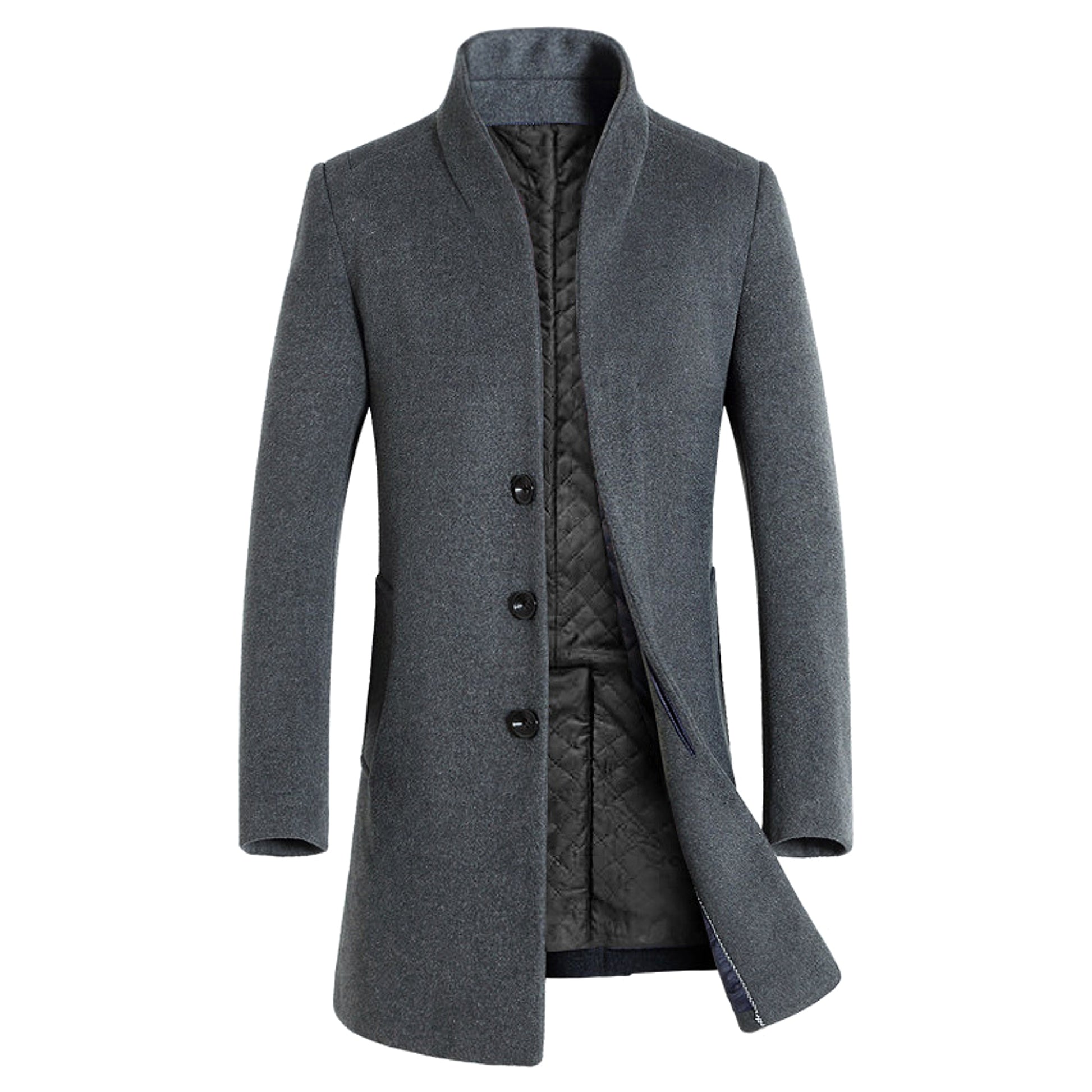 Men's long woolen coat trench coat - enhanced image 9