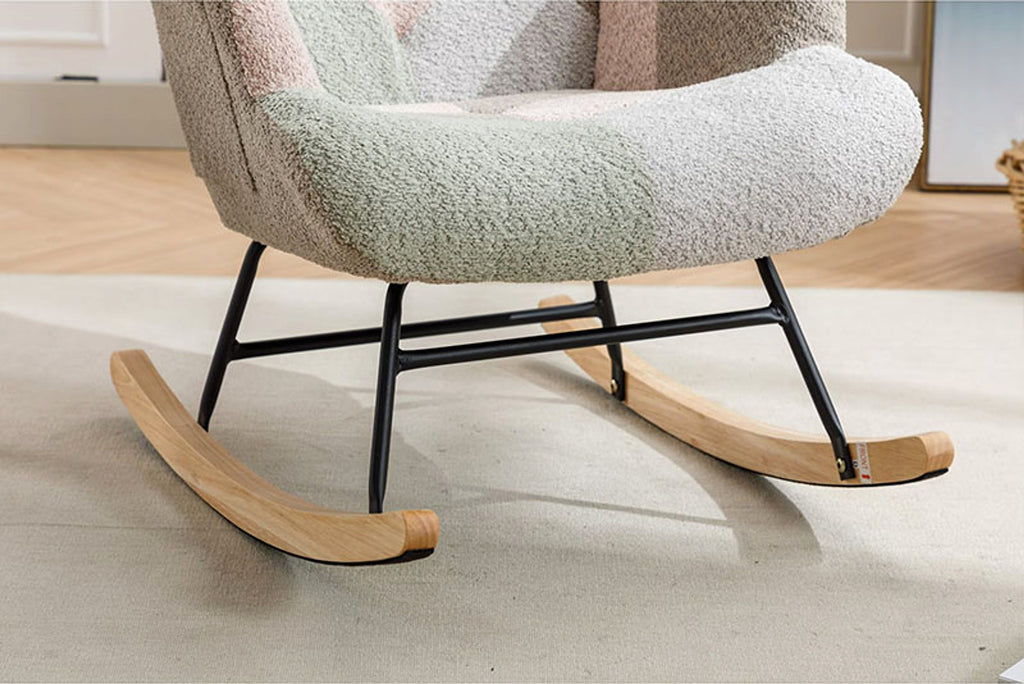 Modern Patchwork Rocking Chair – Macaron Edition - enhanced image 9