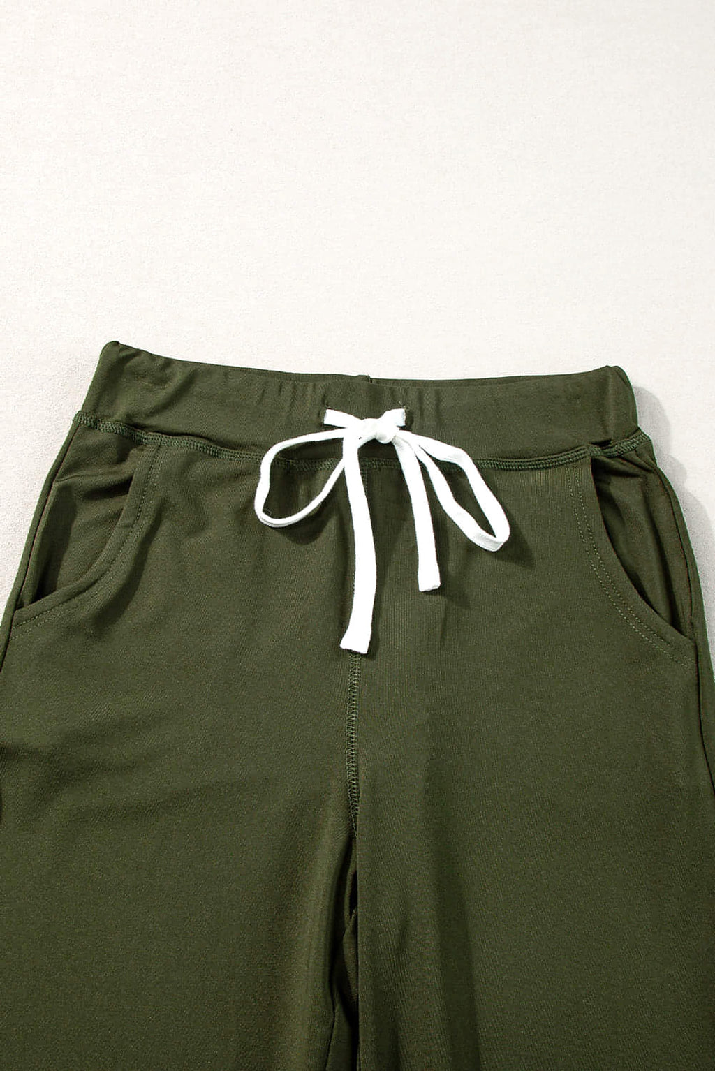 Moss Green Drawstring Waist Pocketed Joggers - enhanced image 9