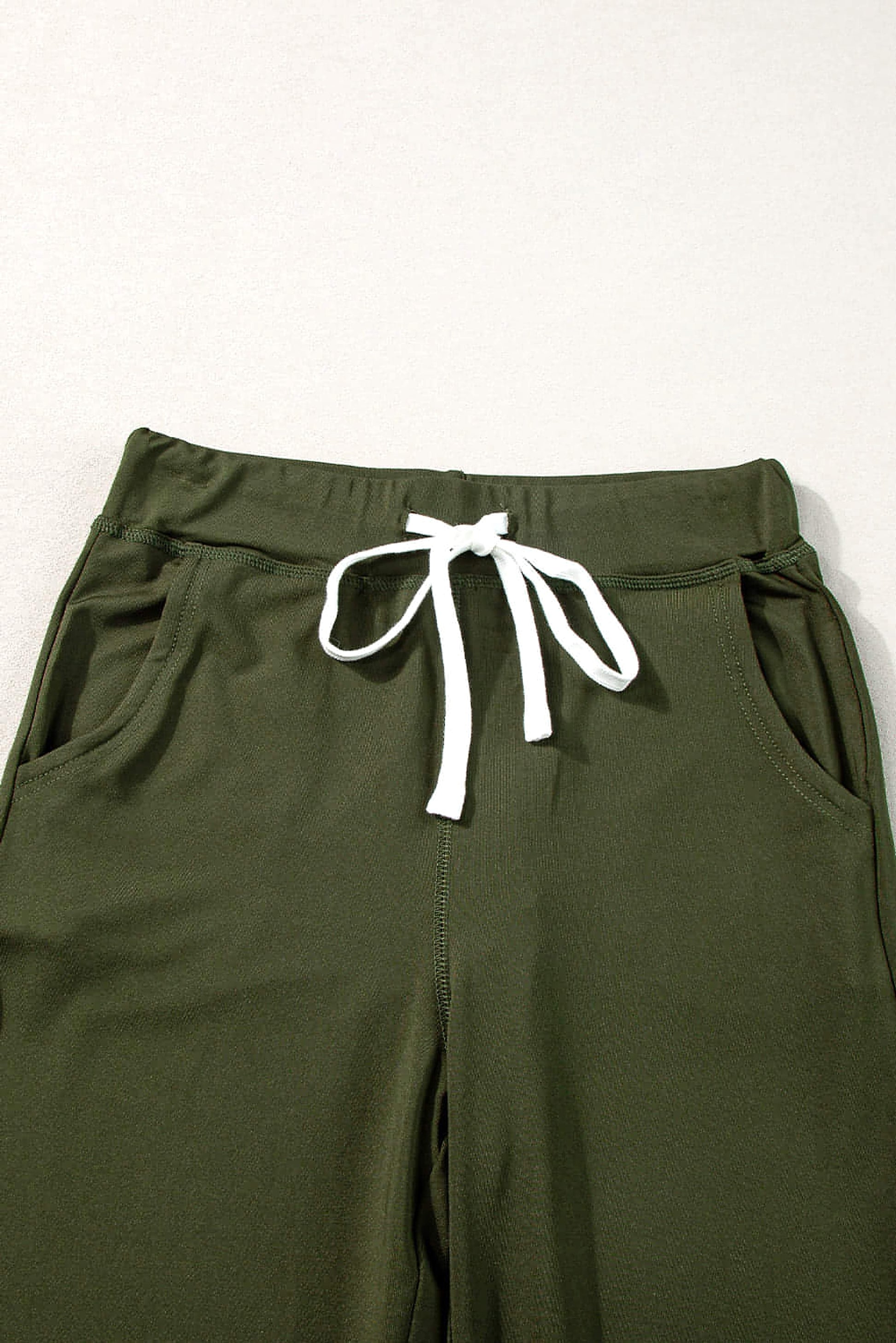 Moss Green Drawstring Waist Pocketed Joggers - enhanced image 9