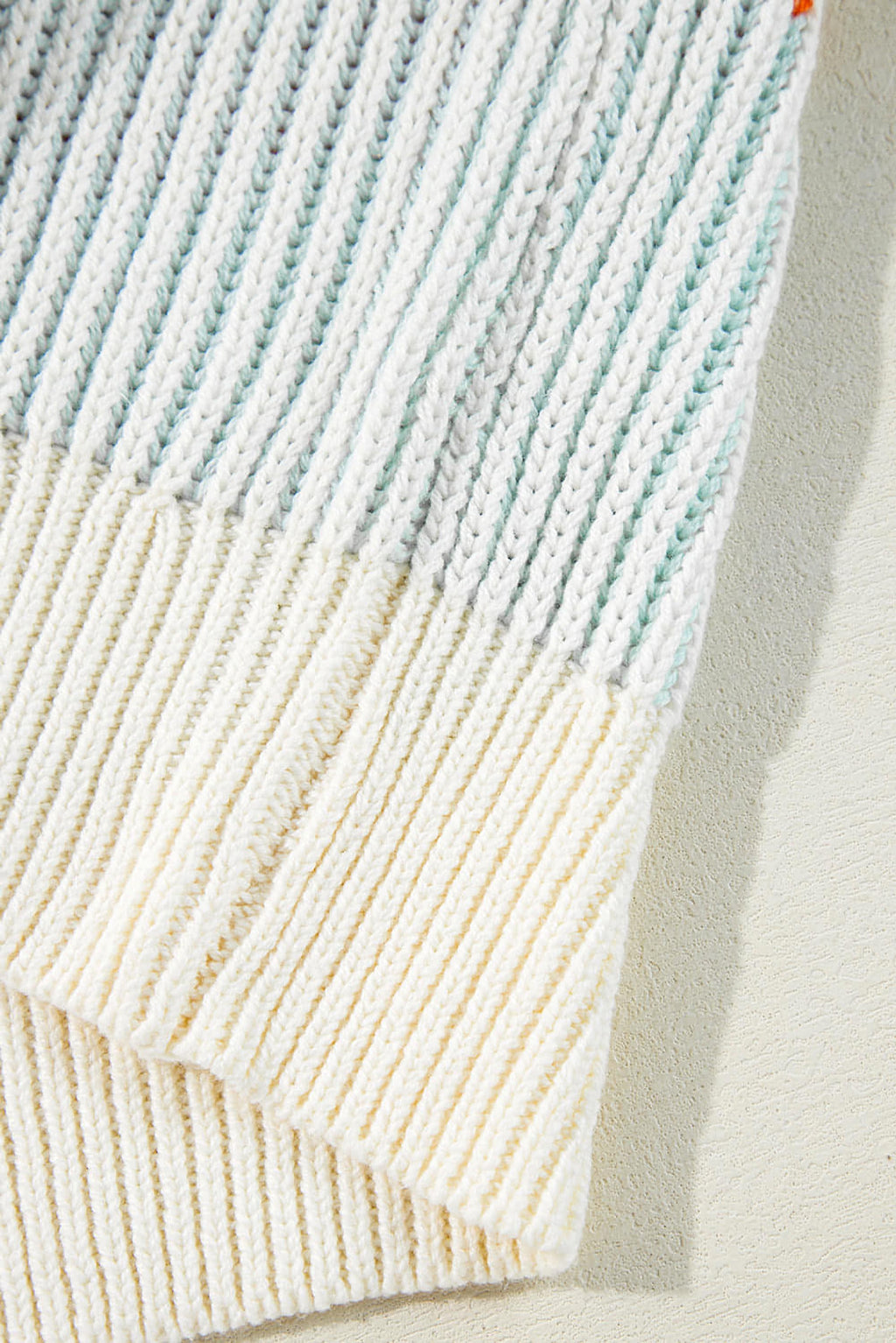 Multicolour Colorblock Textured Knit Bubble Sleeve Sweater - enhanced image 9