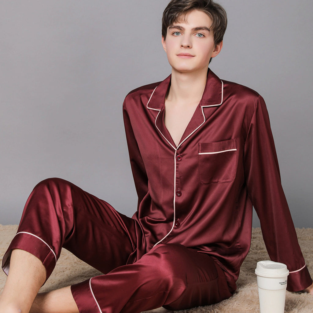 New Spring And Autumn Silk Couple Pajamas For Women - enhanced image 9