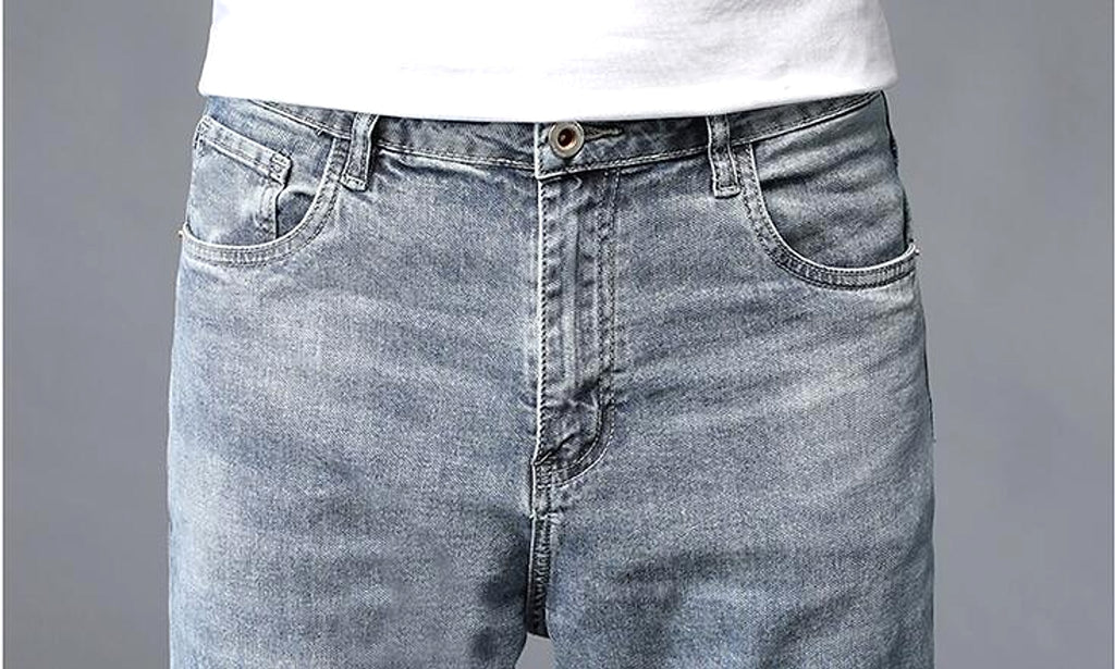 Nine-Point Washed Small Feet Jeans Straight-Leg Pants Men - enhanced image 9