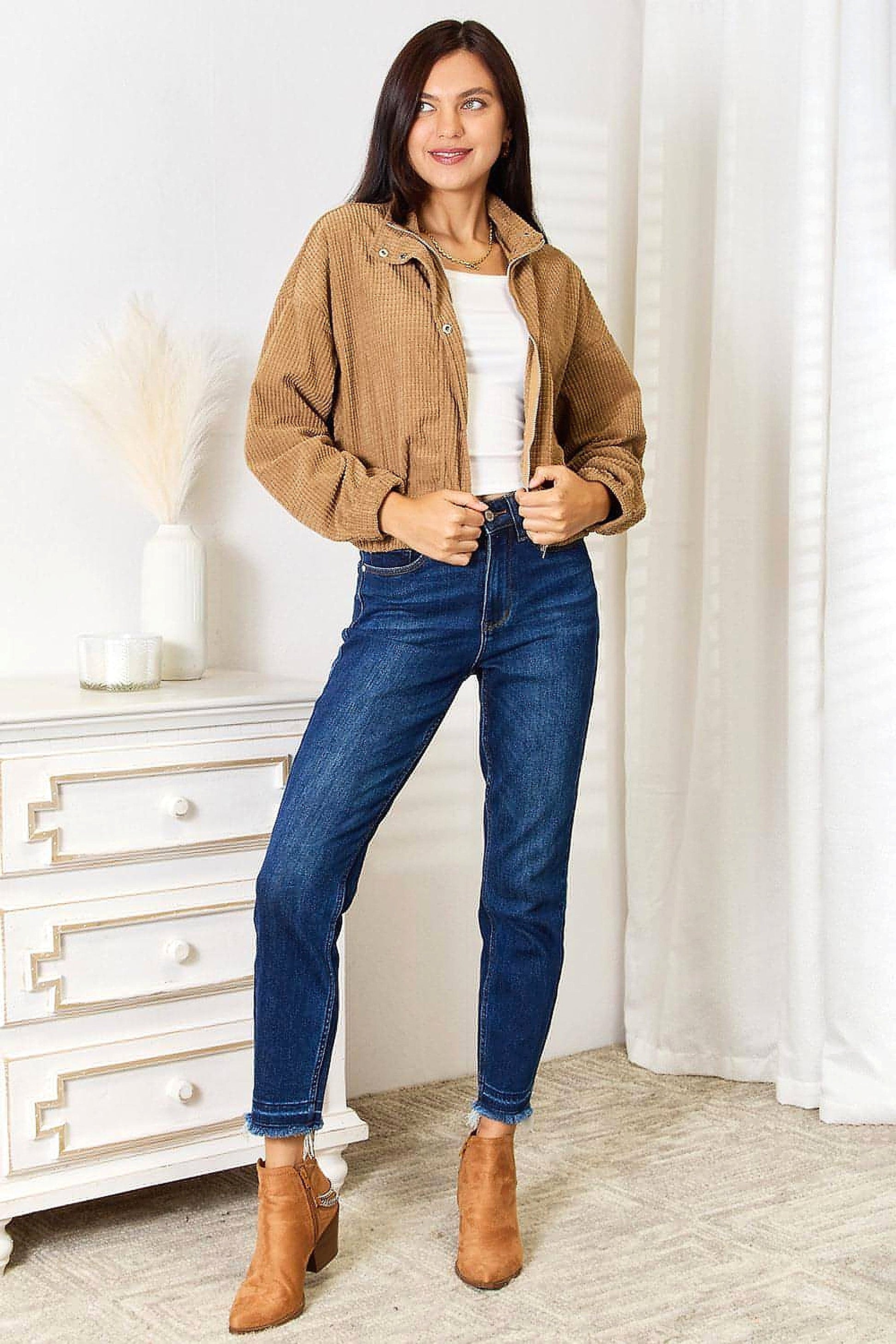 Perfee Long Sleeve Dropped Shoulder Jacket - enhanced image 9