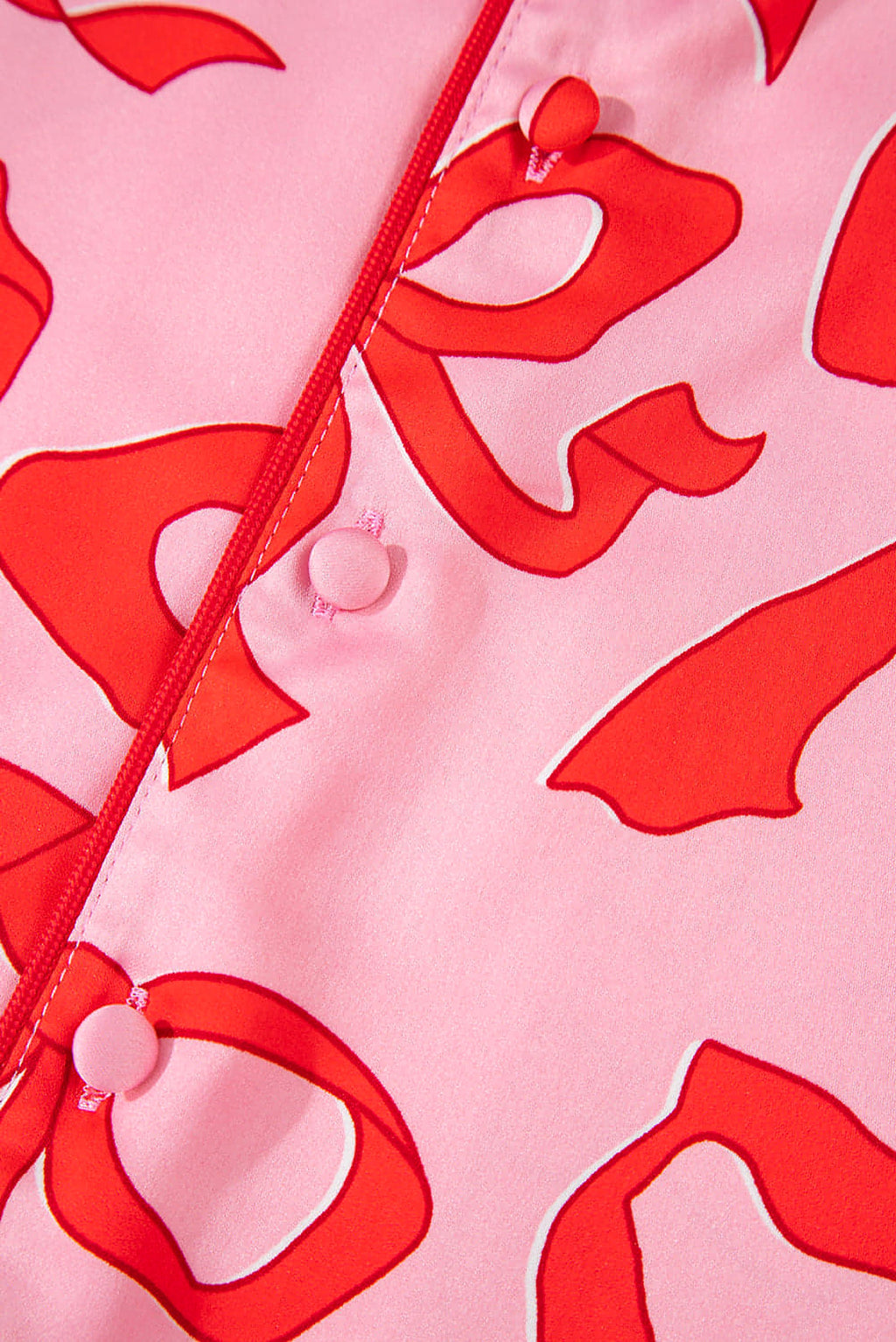 Pink 2pcs Bow Print Shirt Style Long Sleeve Pajama Set - enhanced image 9