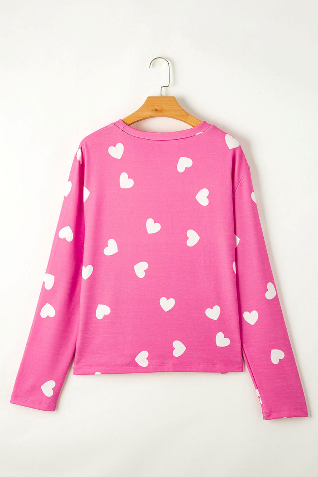 Pink Valentine Heart Print Long Sleeve Tee and Shorts Lounge Set - enhanced image 9