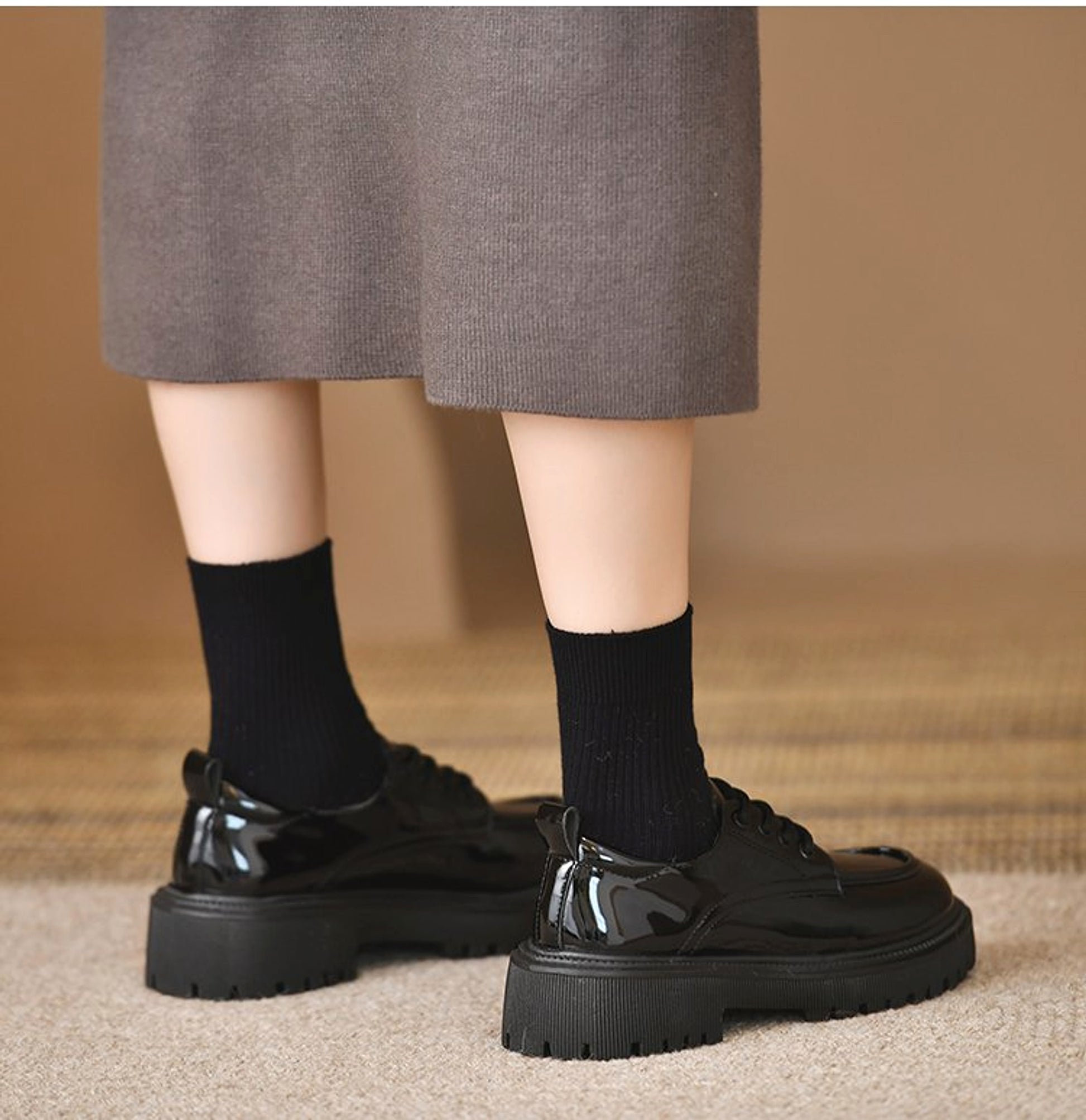 Platform Leather Shoes Women's British Style Slimming - enhanced image 9