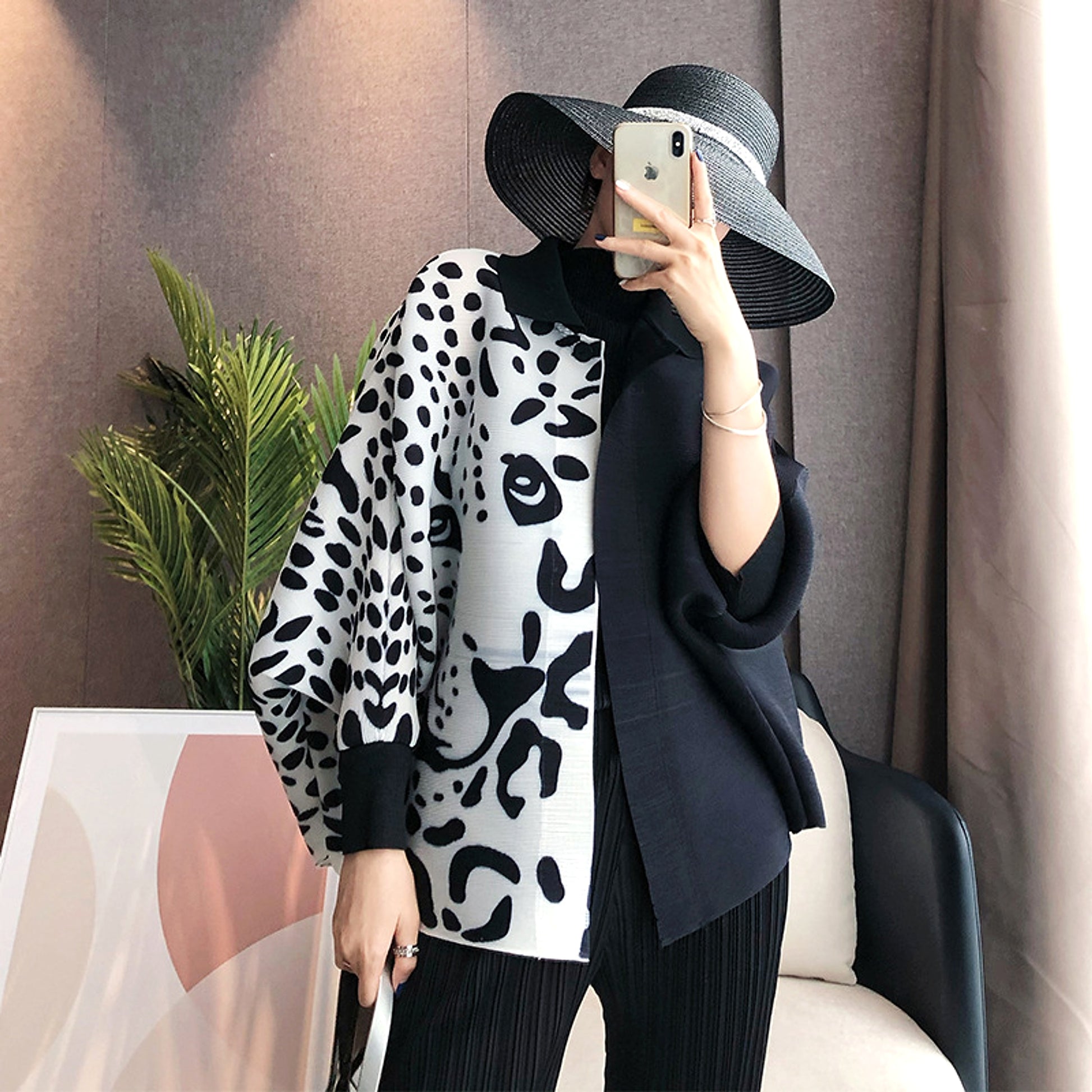 Pleated Coat Loose And Slim Plus Size Long-sleeved Leopard Print - enhanced image 9