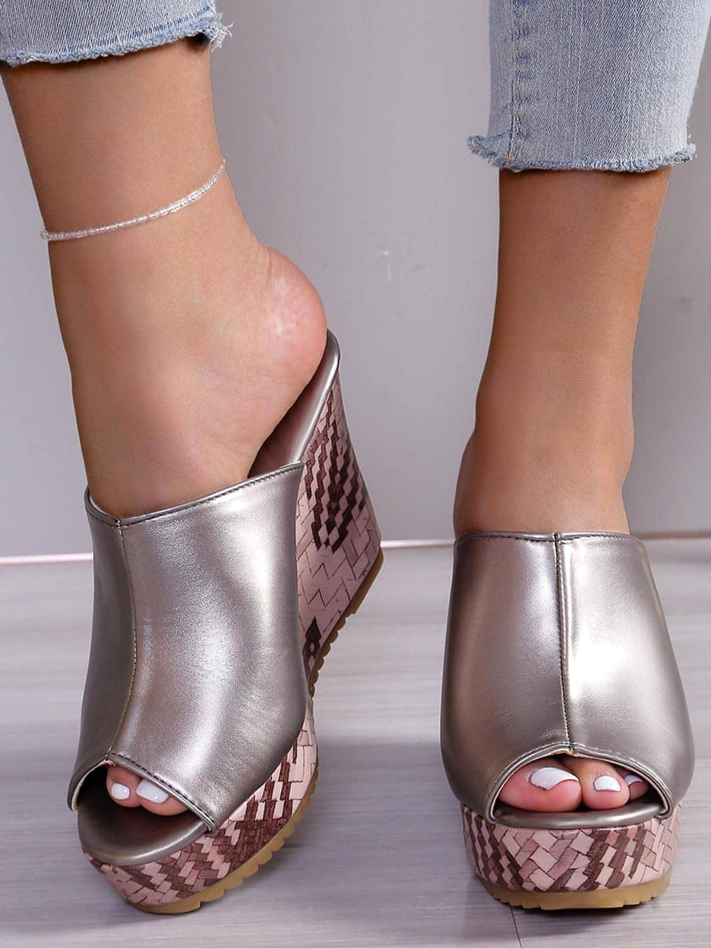 PU Leather High Heel Sandals - enhanced image 9