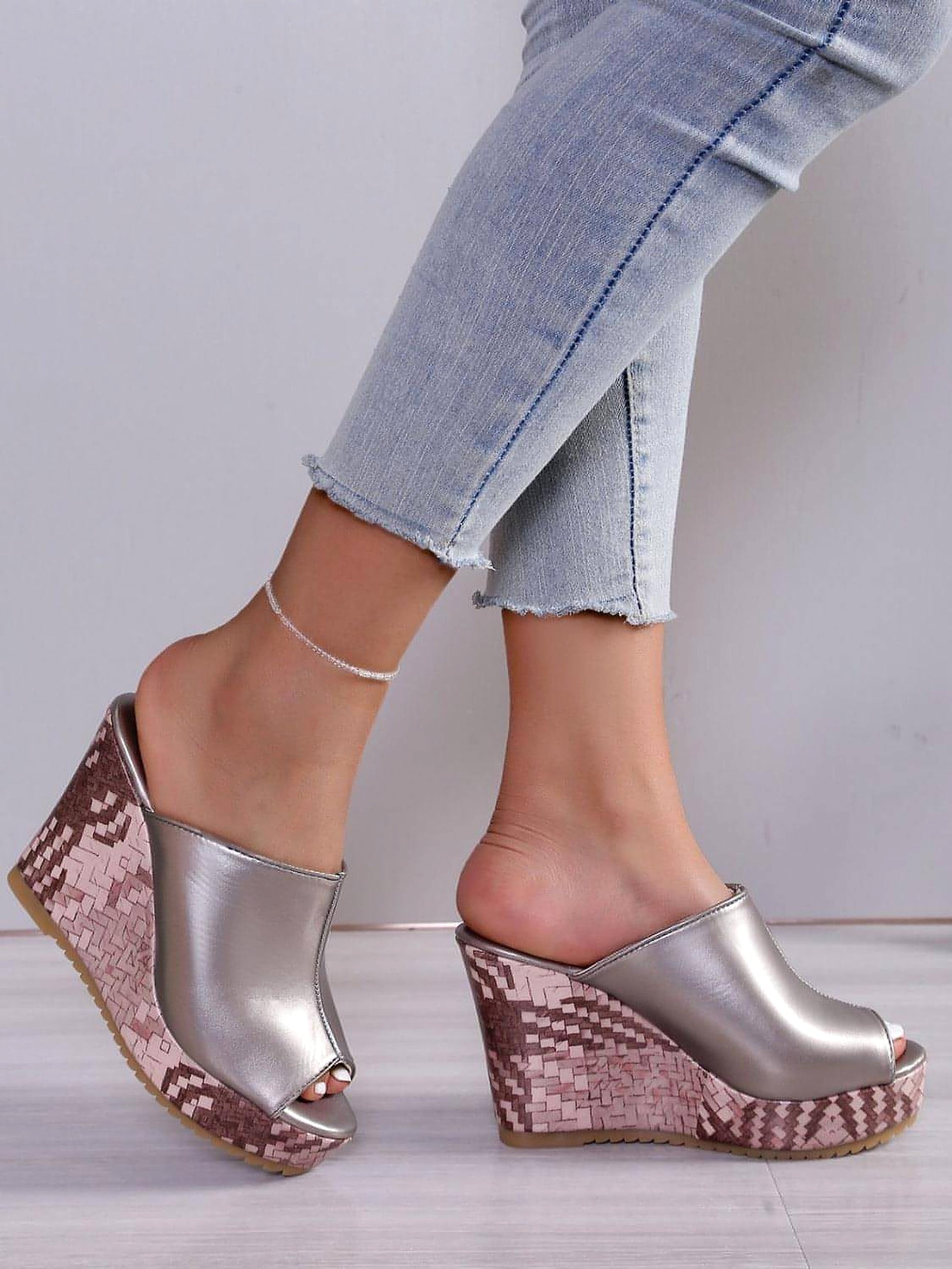 PU Leather High Heel Sandals - enhanced image 9