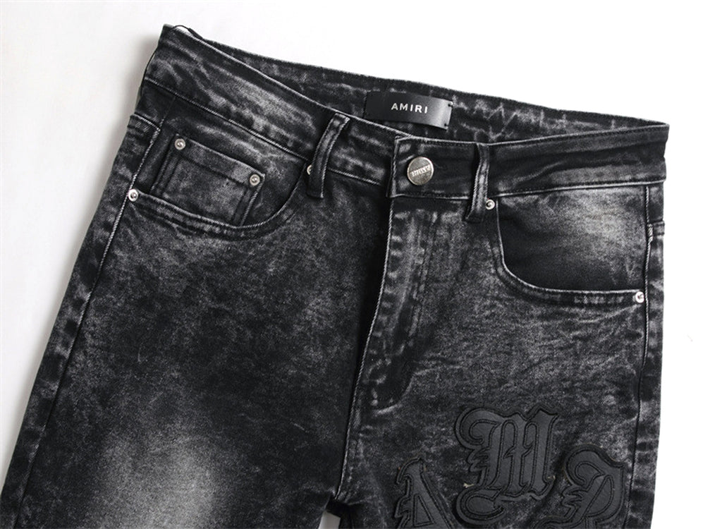 Punk Men's Jeans Hole Embroidery Five-pointed Star - enhanced image 9