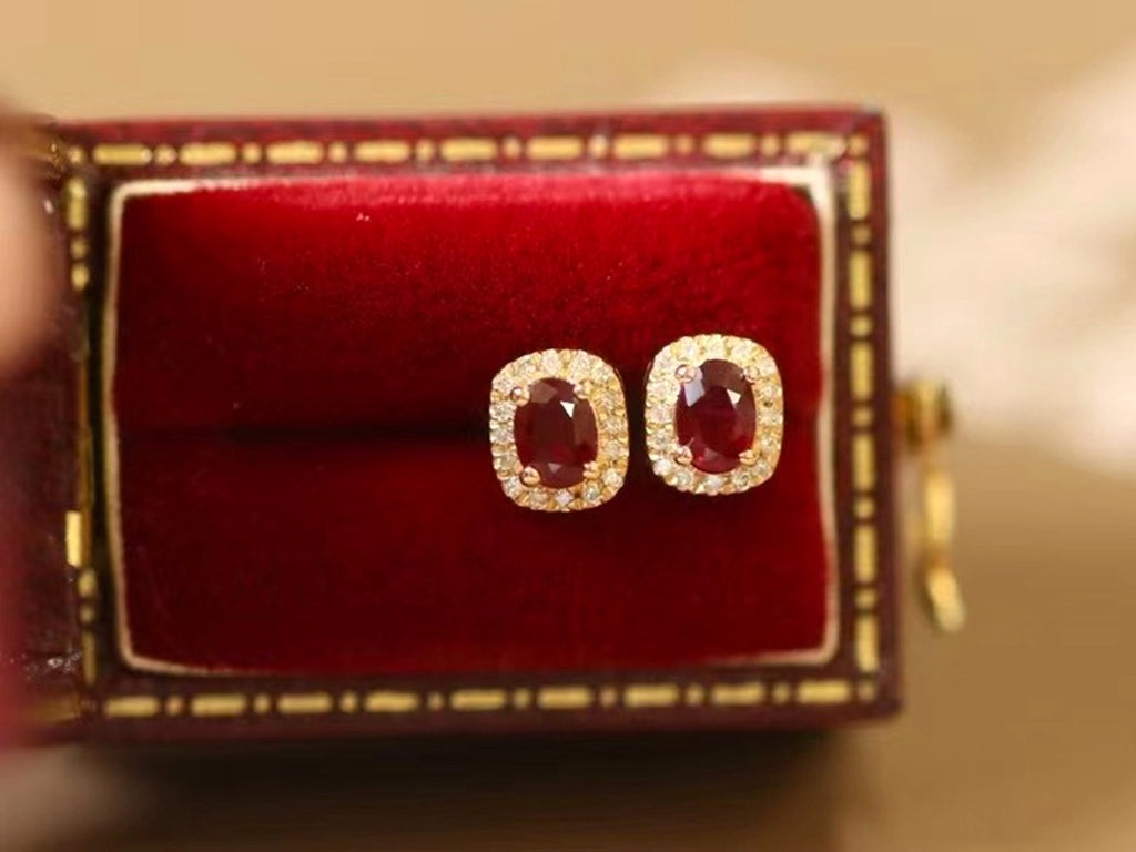 ❤️‍🔥 HF™ – Pigeon Ruby Studs | 18K Royal Edition - enhanced image 9