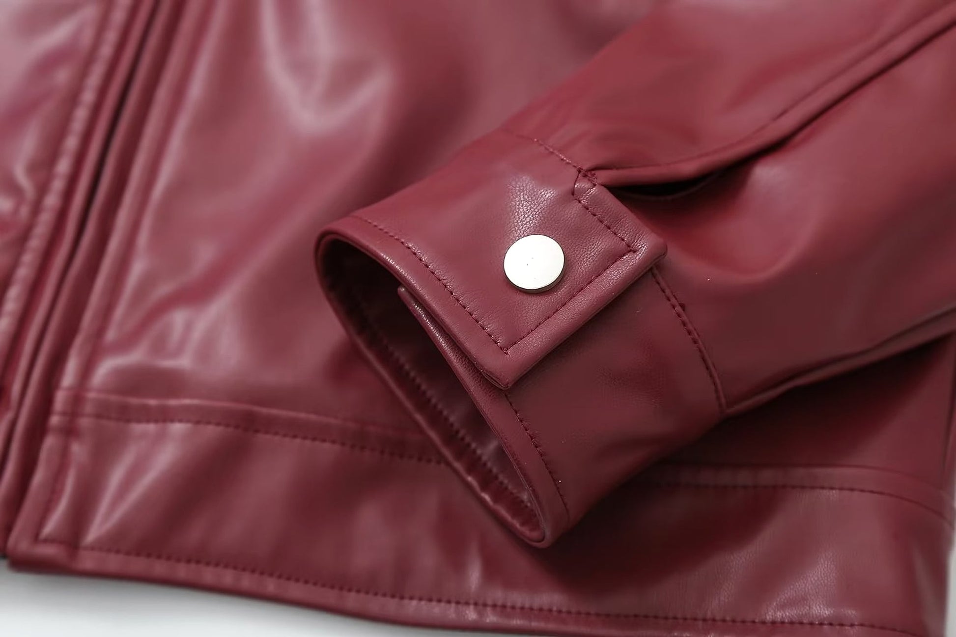 Retro Fashion Polo Collar Advanced PU Leather Jacket Coat - enhanced image 9