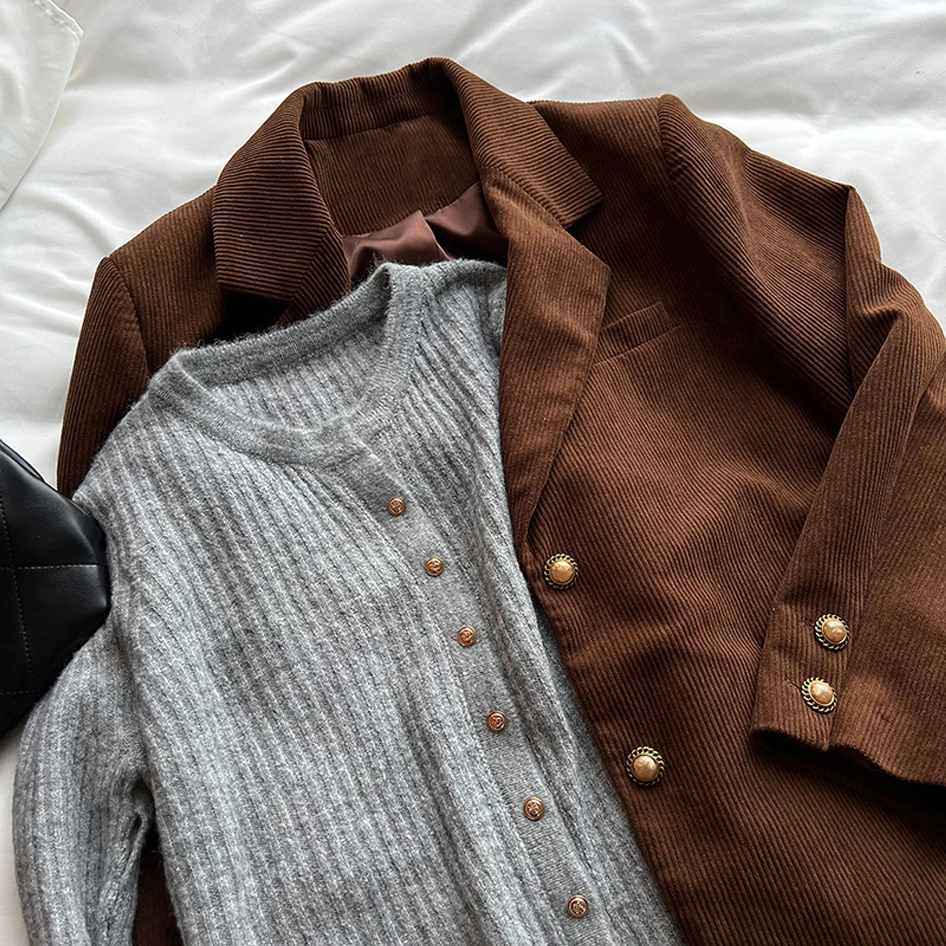 Retro Heavy Industry Metal Buckle Corduroy Suit Jacket - enhanced image 9