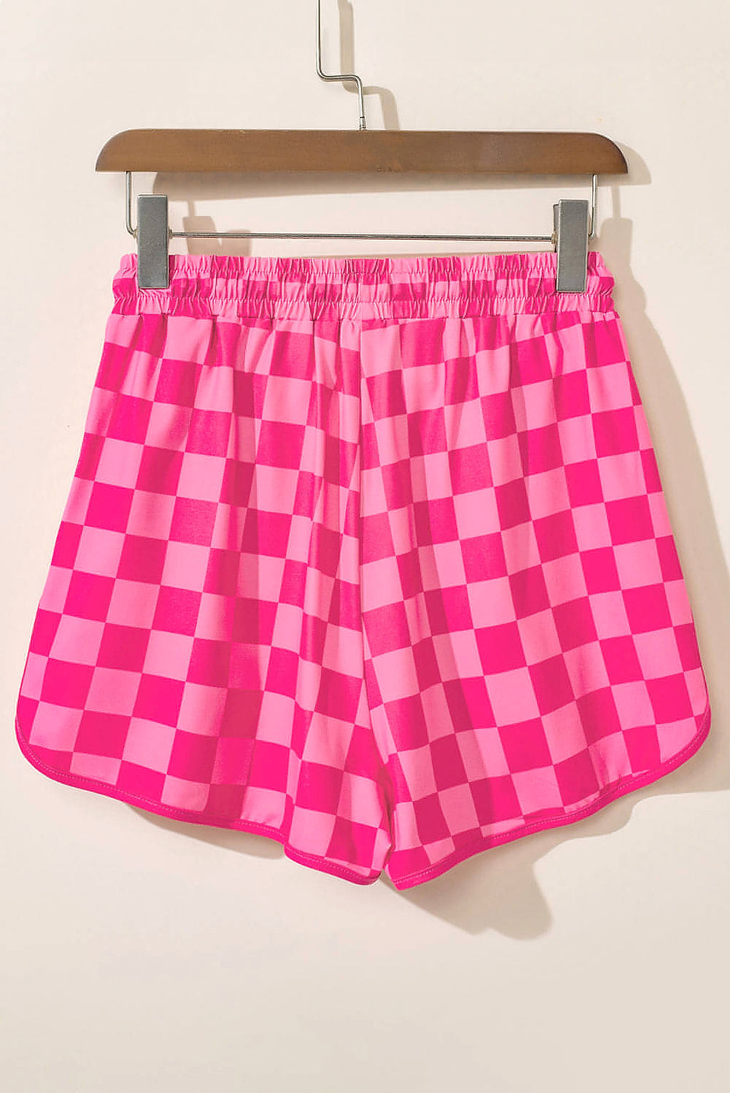 Rose Checkered Drawstring Elastic Waist Casual Shorts - enhanced image 9