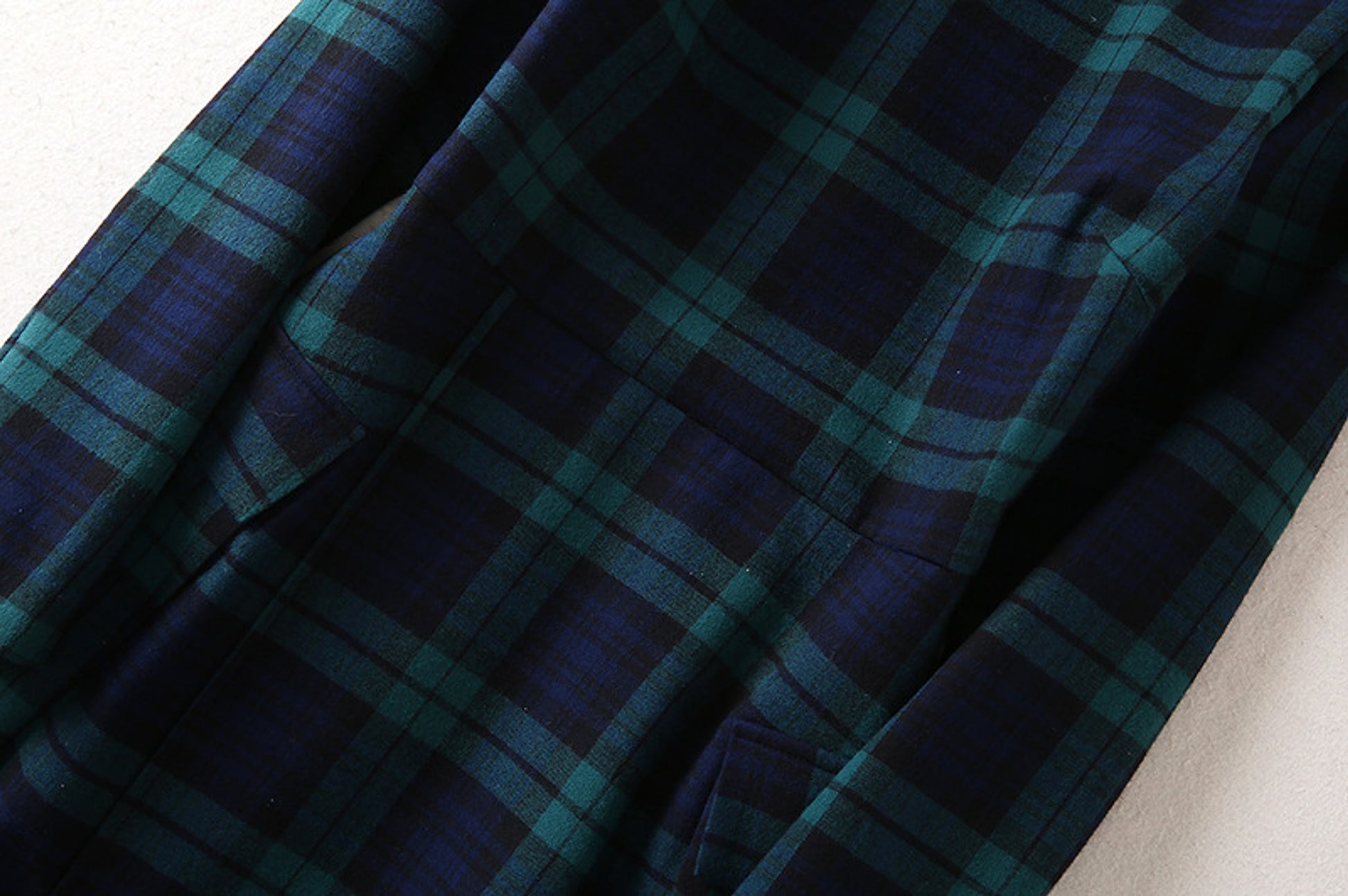 A1. Royal English Lapel Long Sleeve Plaid Waist Dress - enhanced image 9