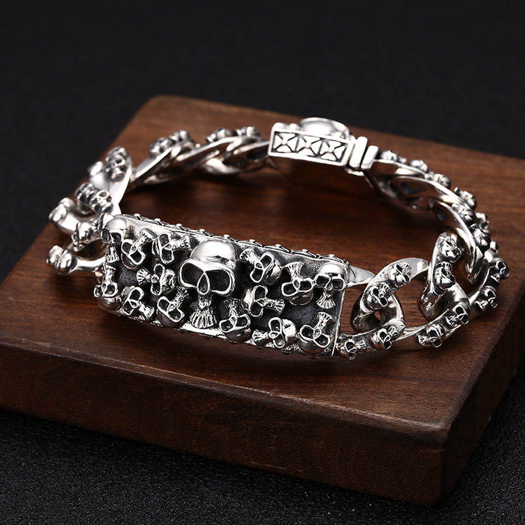 S925 Sterling Silver Men's Personalized Hip Hop Style Eternal Vine Pig Nose Bracelet - enhanced image 9