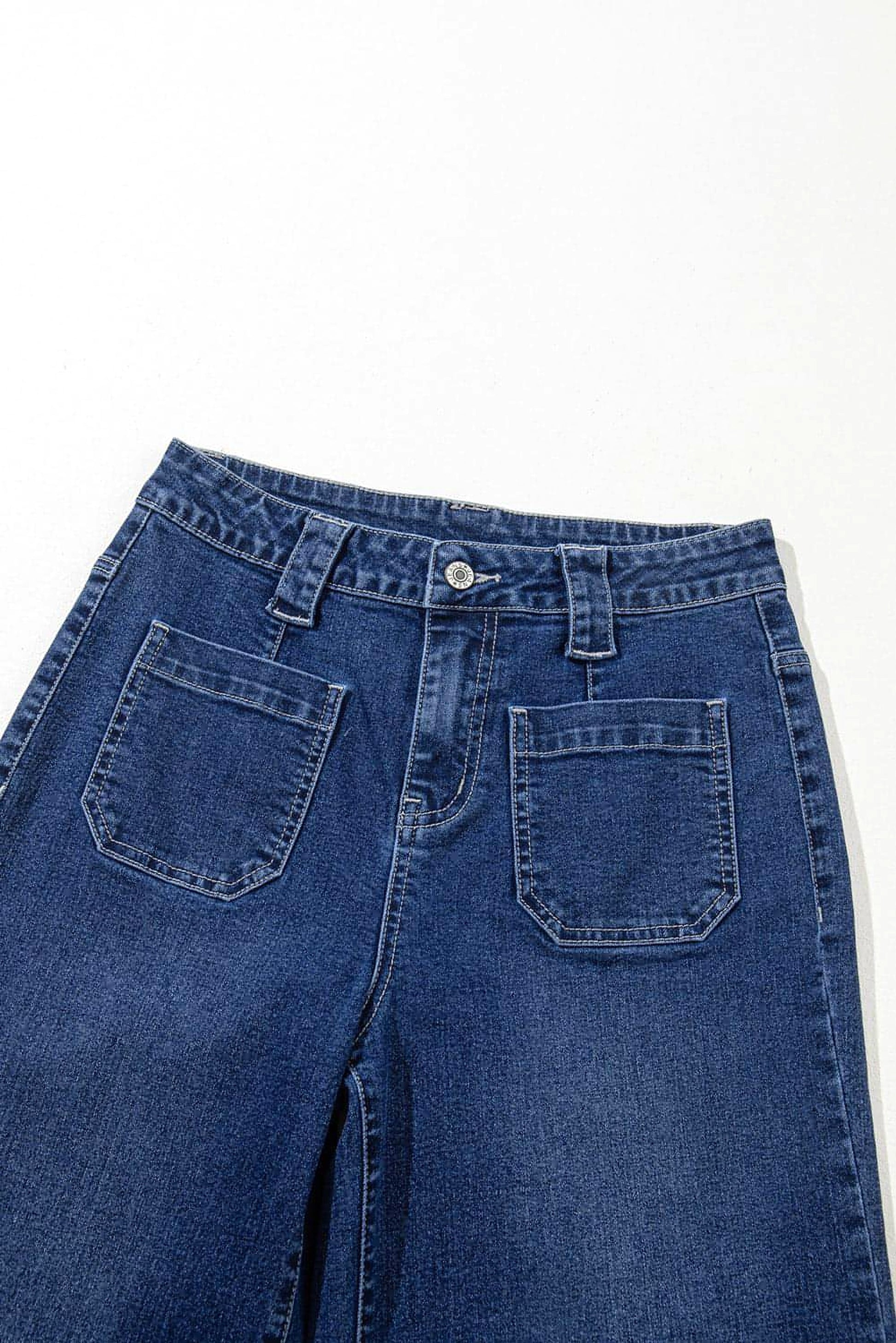Sail Blue Wide Leg Pocketed High Waist Jeans - enhanced image 9
