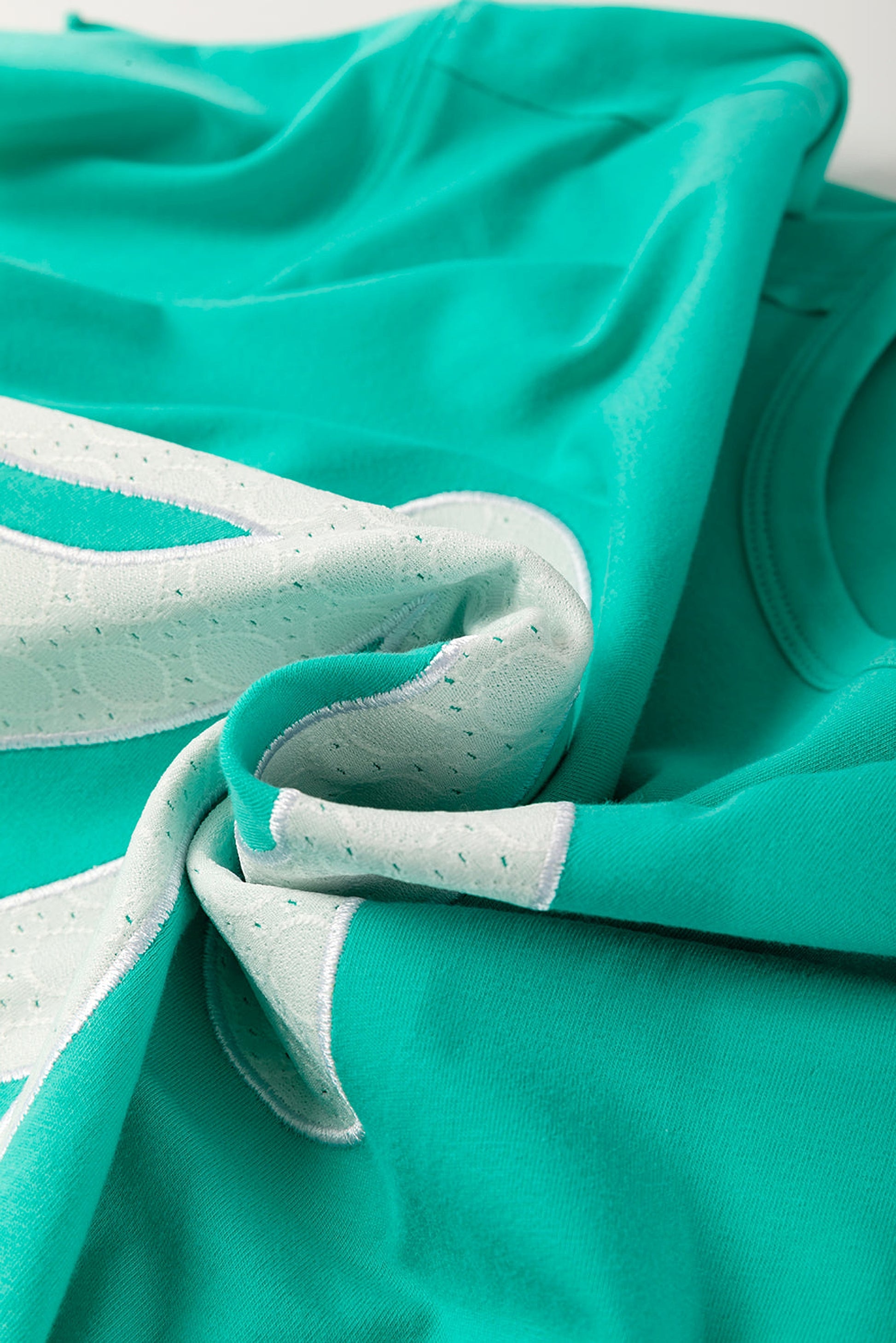 Sea Green Lace Bow Raw Edge Drop Shoulder Casual T Shirt - enhanced image 9