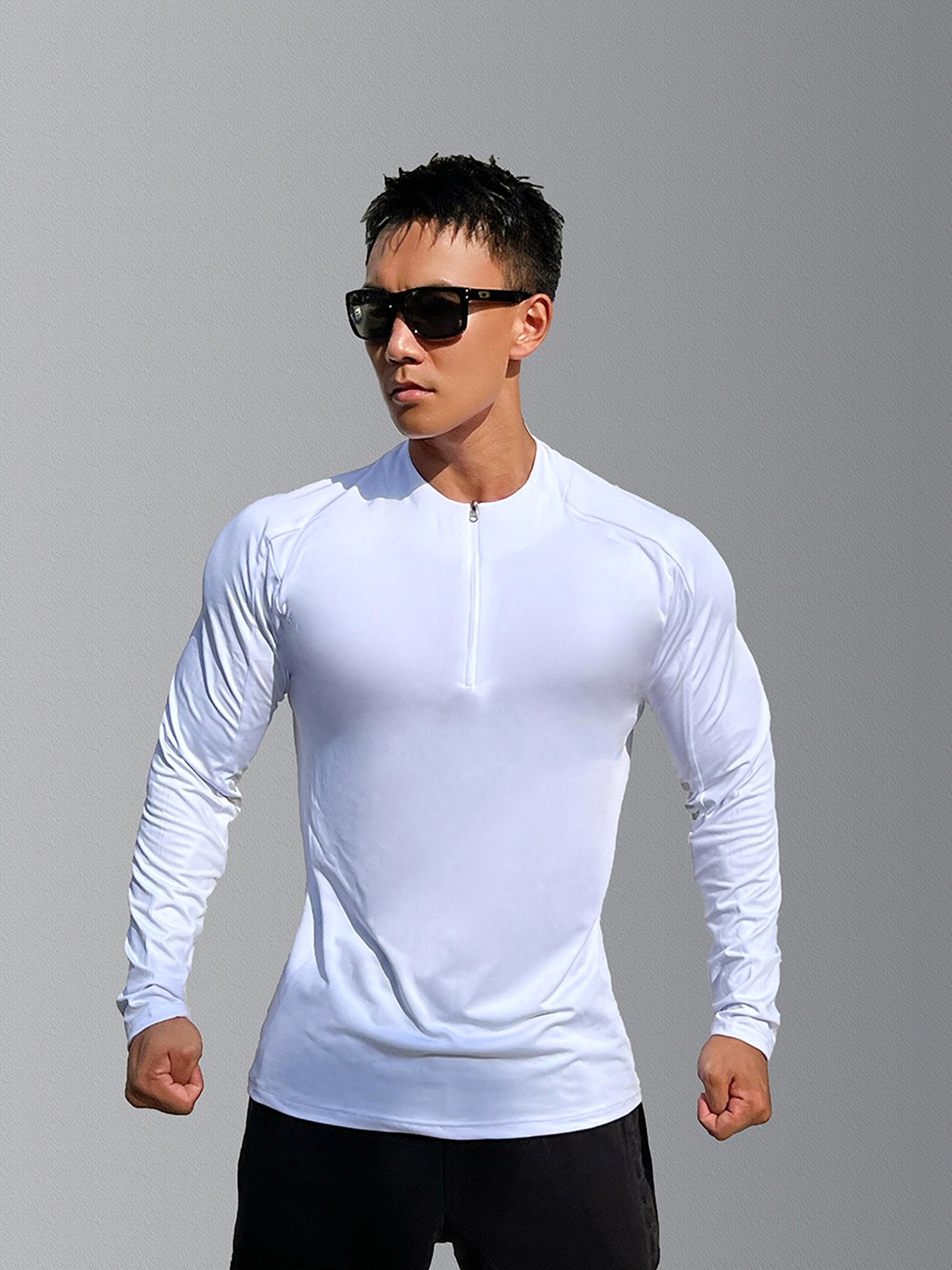 Sports Fitness Men's Long Sleeve Top Zip-up Shirt Trousers Two-piece Suit - enhanced image 9