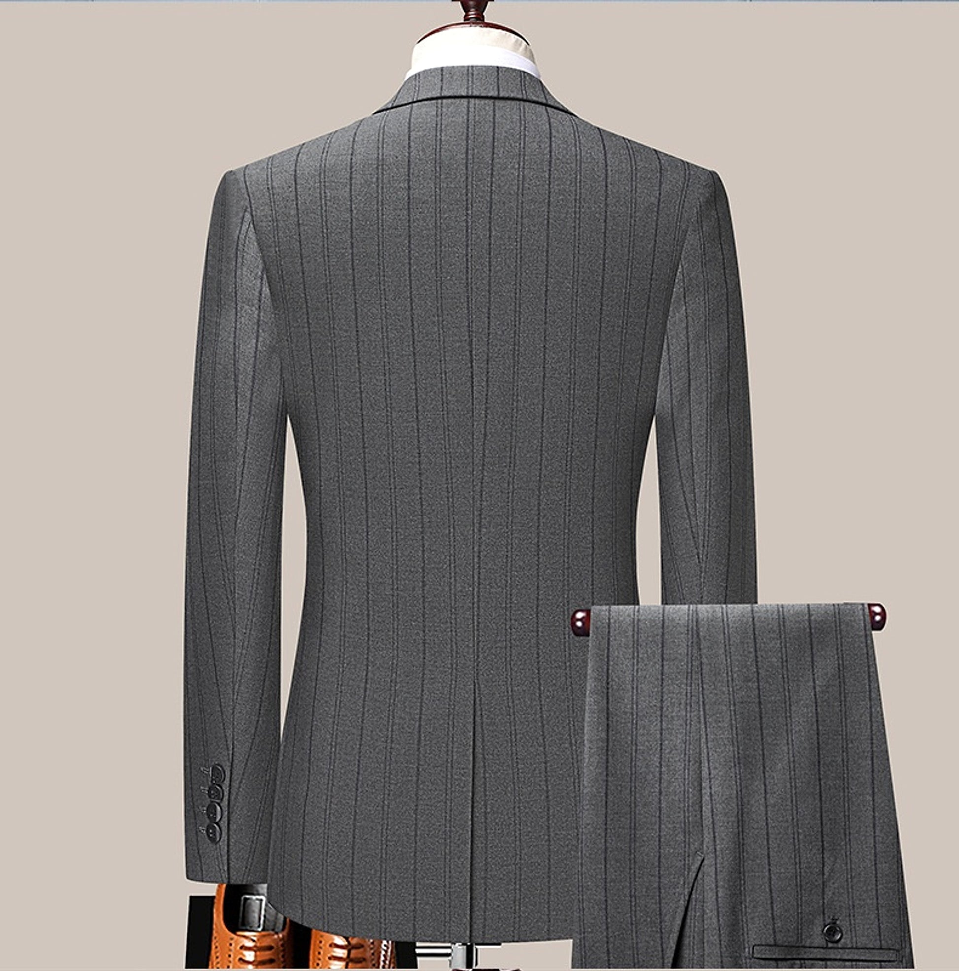 Graysven™ – Slim Striped Wedding & Business Suit - enhanced image 9