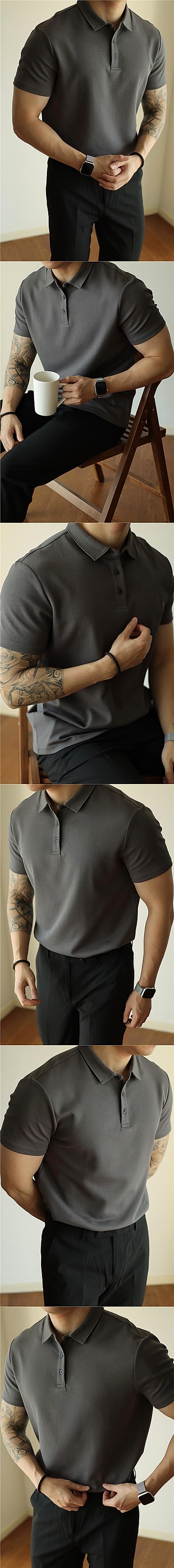 Chic Summer Polo: Modern Lapel Short Sleeve Shirt - enhanced image 9