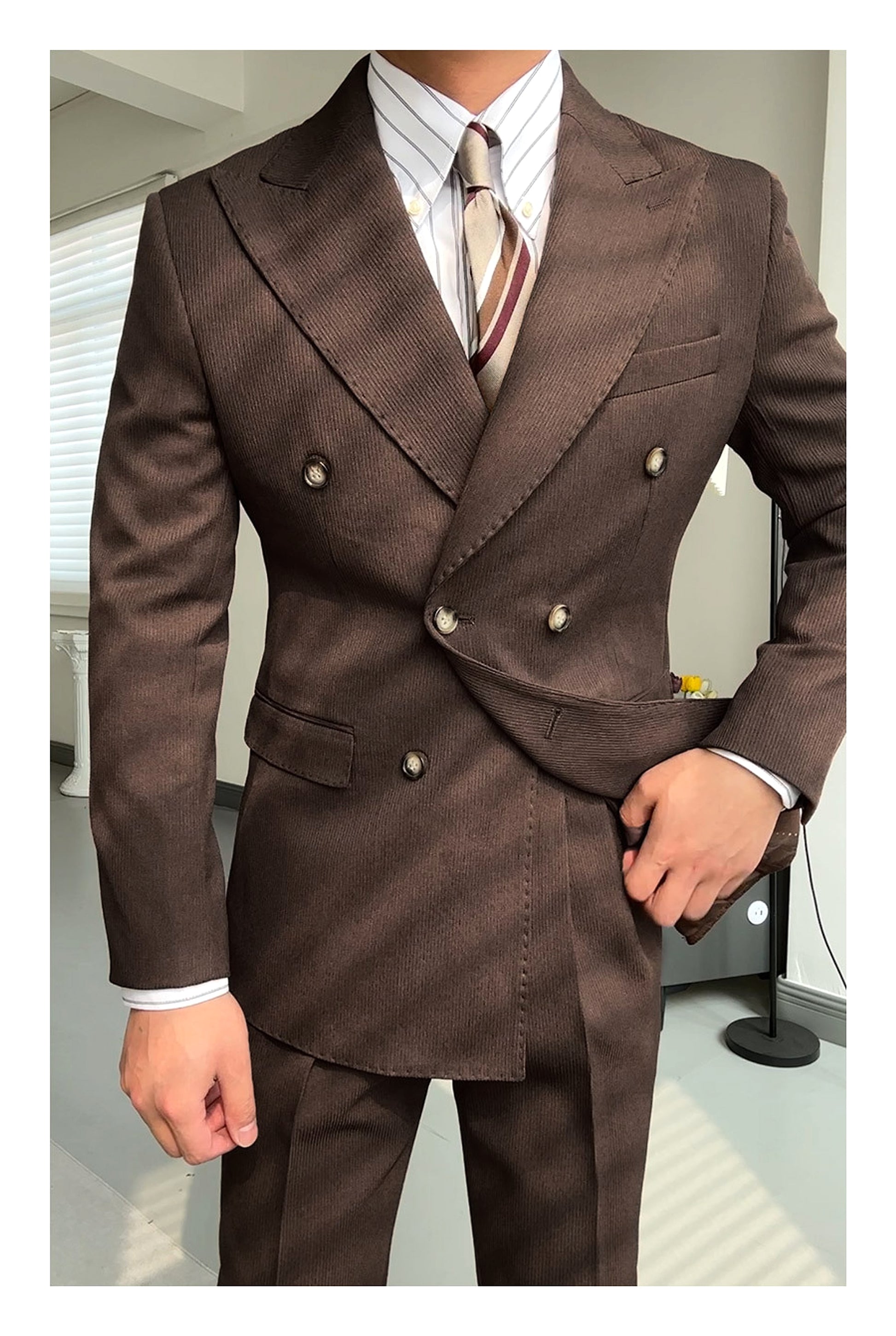 RoyaleForm™ – Spring Double-Breasted Collar Suit Set - enhanced image 9