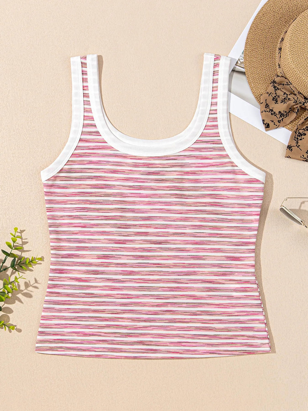 Striped Scoop Neck Tank Top - enhanced image 9