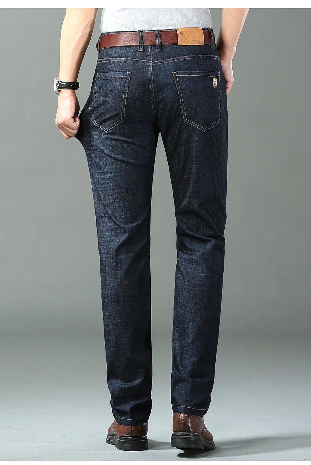 Thin Summer Cotton Elastic Ice Silk Quality Mid-high Waist Jeans - enhanced image 9