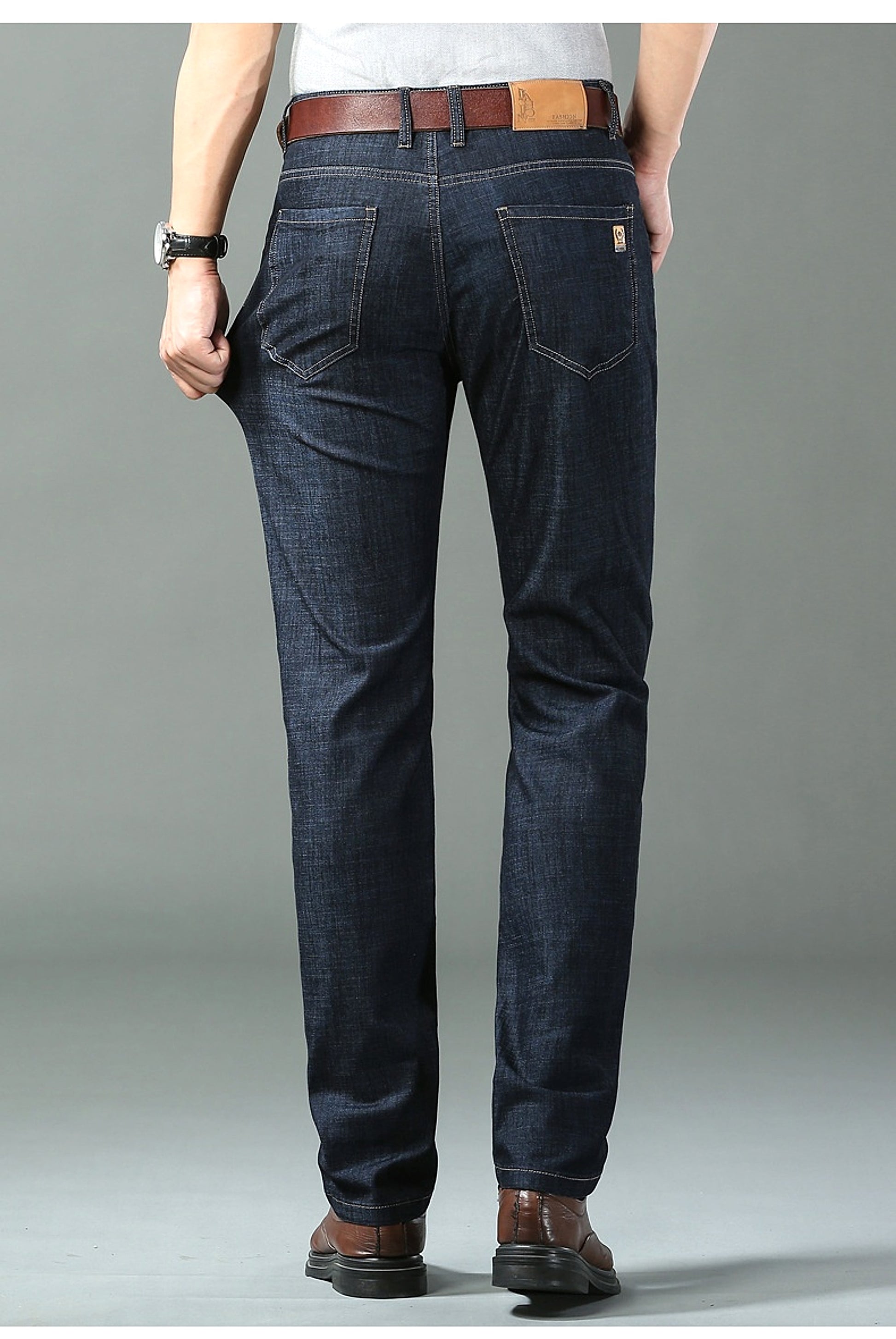 Thin Summer Cotton Elastic Ice Silk Quality Mid-high Waist Jeans - enhanced image 9