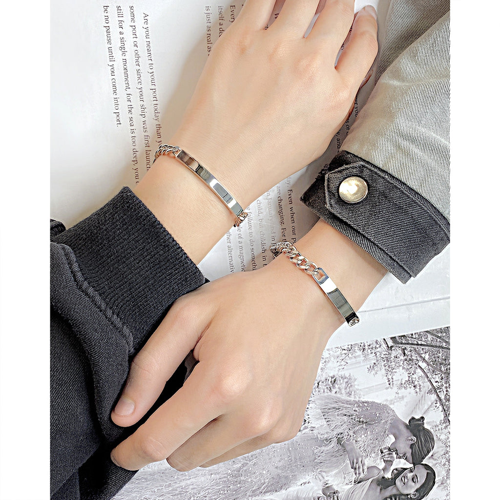 Titanium Steel Curved Plate Rose Gold Plated Men's And Women's Bracelet Bracelet - enhanced image 9