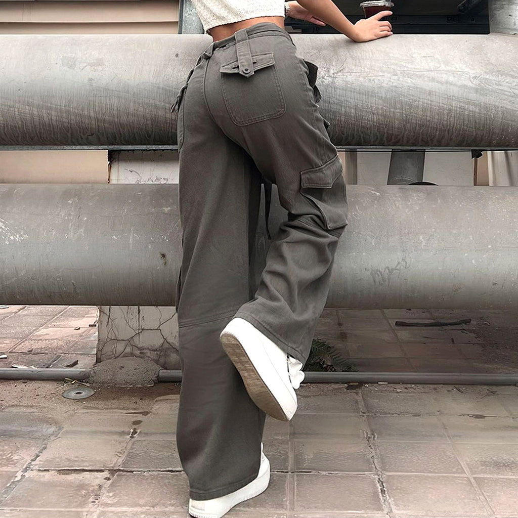 Vintage Multi Pocket Belt Casual Workwear Jeans Women - enhanced image 9