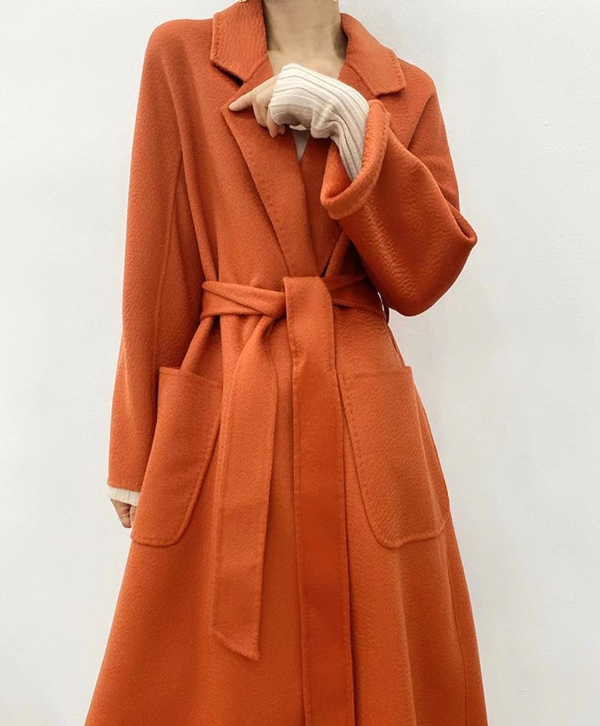 Water Ripple Cashmere Women's Long Reversible Coat – Luxury & Versatility - enhanced image 9