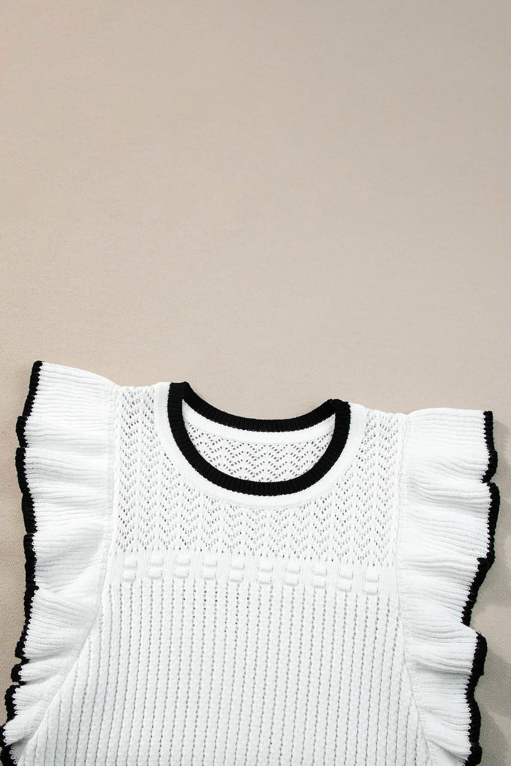 White Crochet Eyelet Flounce Tank Top - enhanced image 9